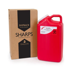 Mailback Sharps Container Sharps Recovery System Red Base 17 H X 6 W X 9 L Inch Vertical Entry 3 Gallon