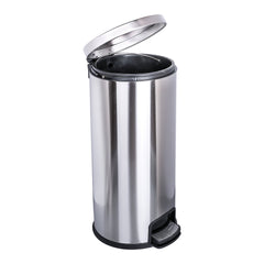 Stainless steel pedal bin with open lid