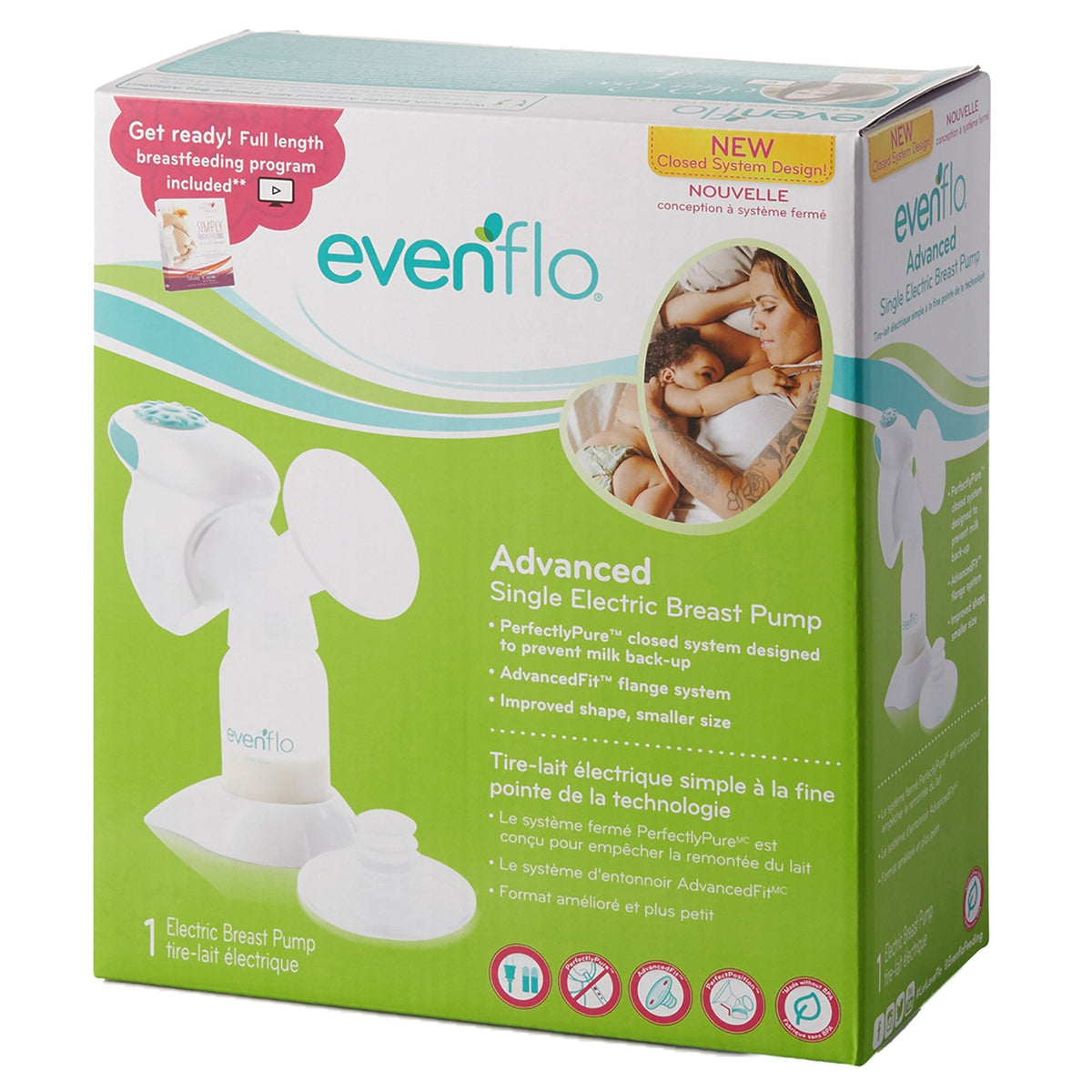 Single Electric Breast Pump Evenflo Advanced| 6/Case