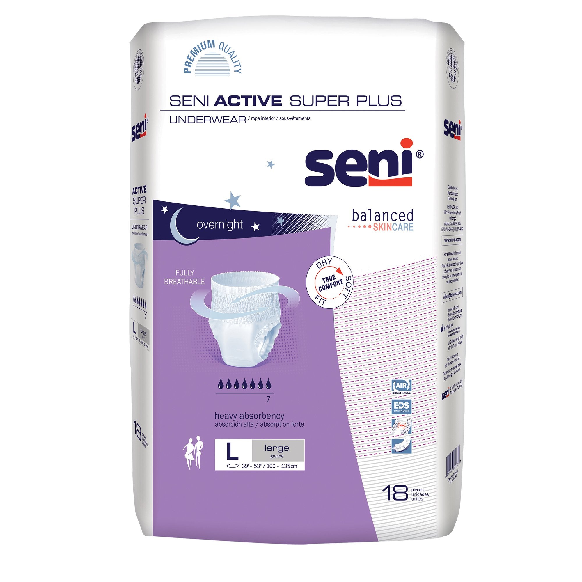 Unisex Adult Absorbent Underwear Seni Active Super Plus Pull On with Tear Away Seams Large Disposable Heavy Absorbency, Packaging Type- Case