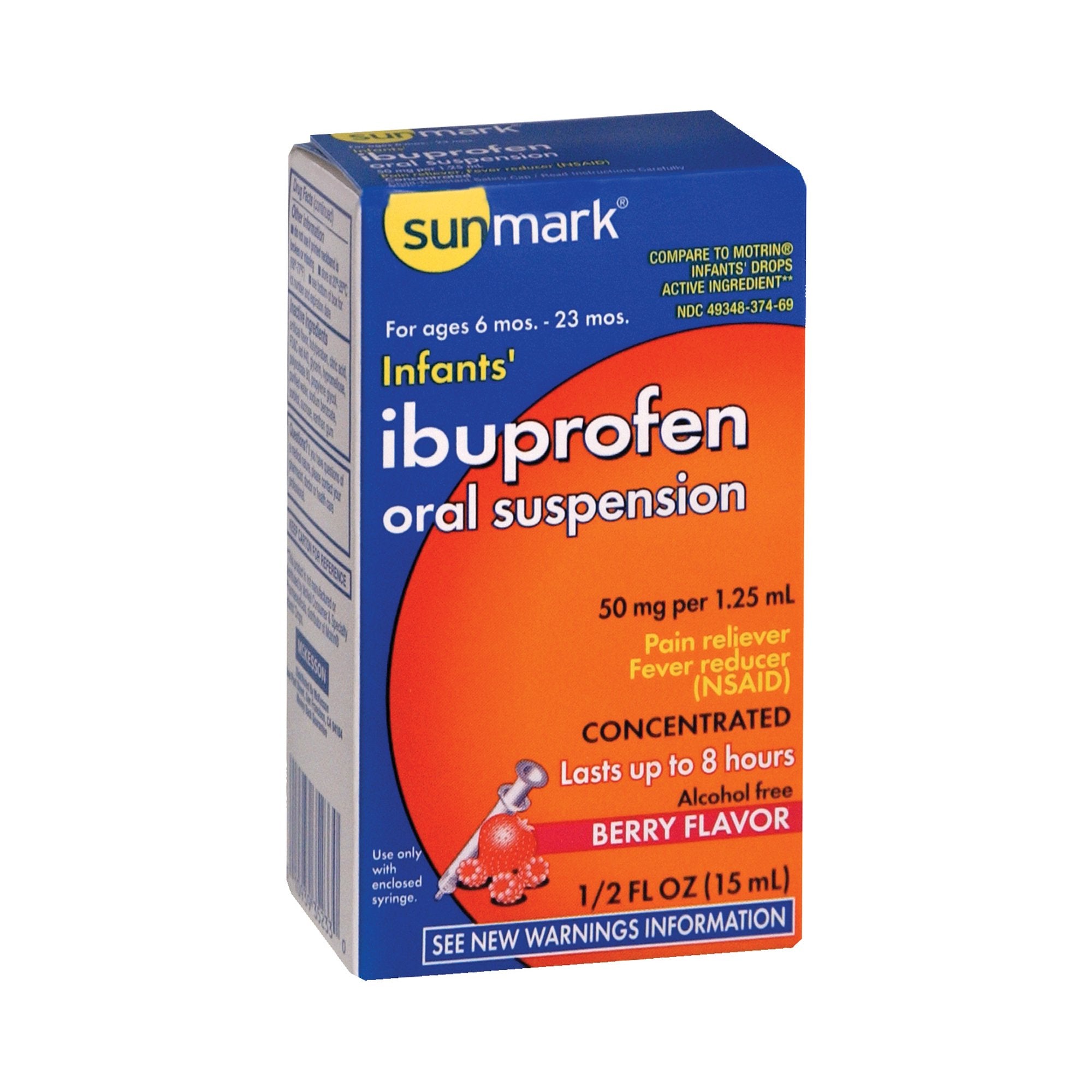 Infants' Pain Relief sunmark 50 mg / 1.25 mL Strength Ibuprofen Oral Suspension 0.5 oz., Packaging Type- Each