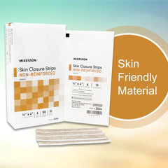 skin closure strip mckesson 1 2 x 4 inch nonwoven material flexible strip tan packaging type box
