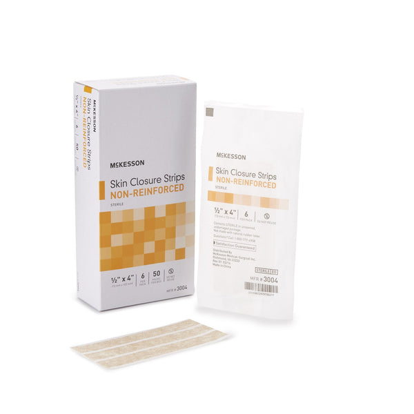 Skin Closure Strip McKesson 1/2 X 4 Inch Nonwoven Material Flexible Strip Tan