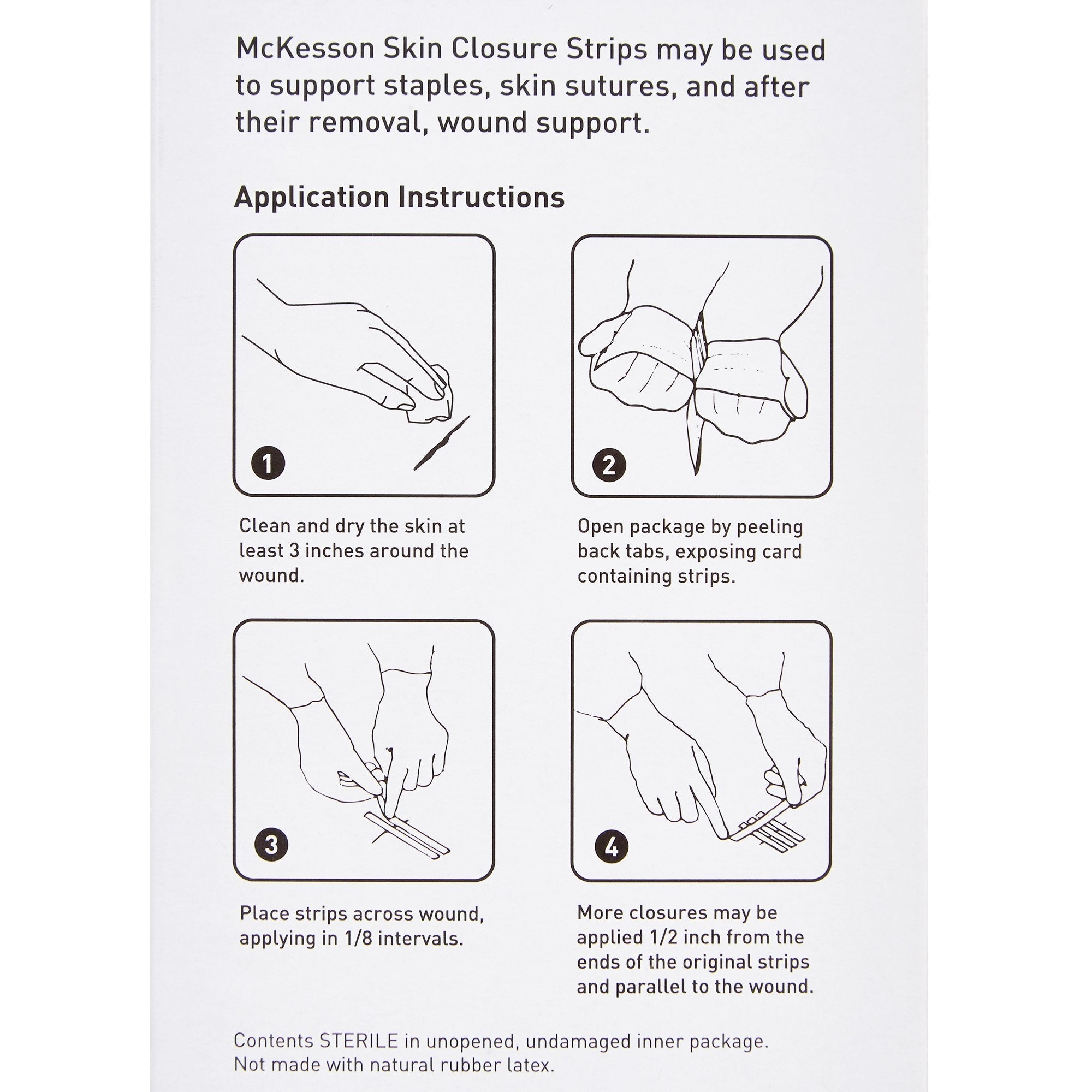 skin closure strip mckesson 1 4 x 4 inch nonwoven material reinforced strip white packaging type box