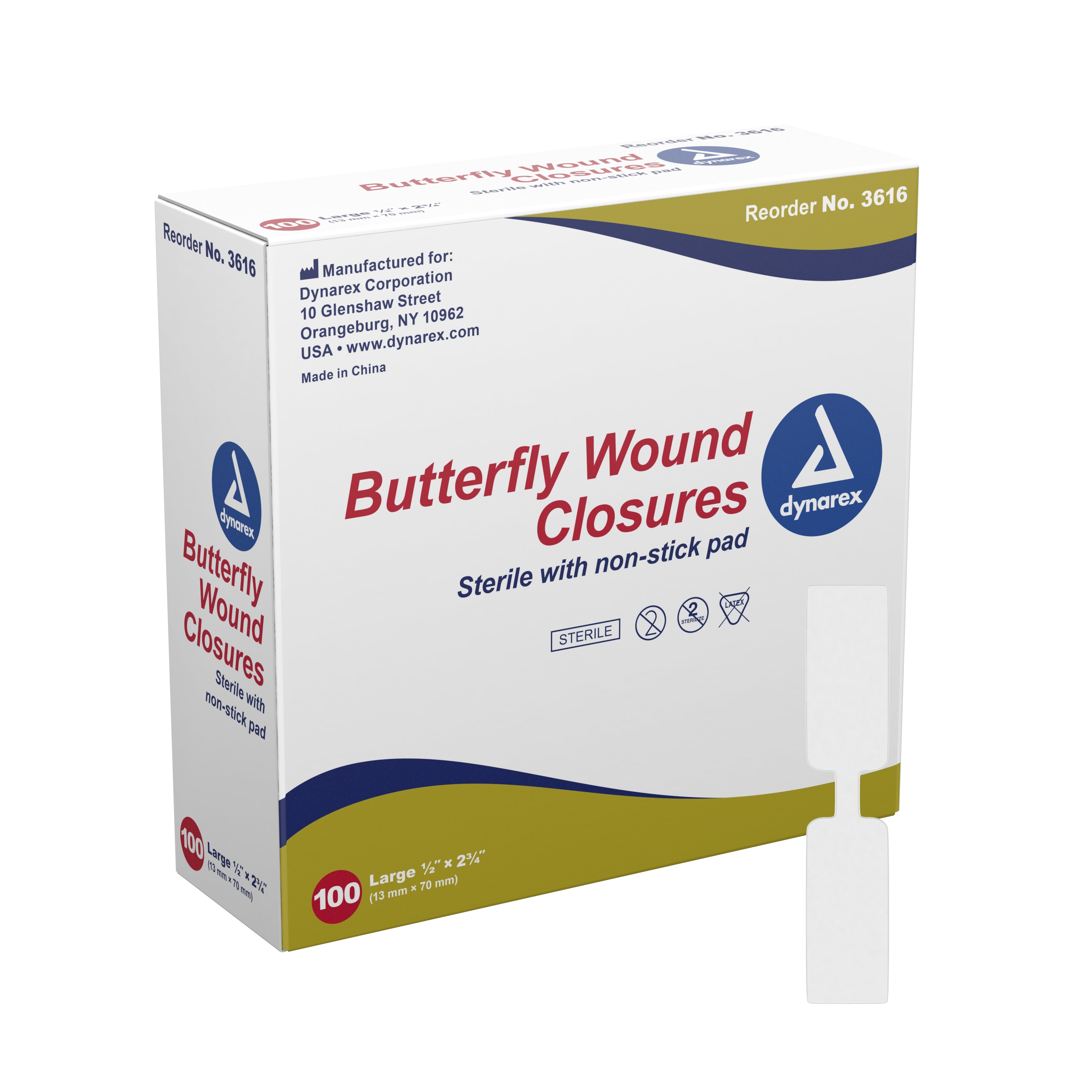 Skin Closure Strip Secure Strip 1/2 X 2 3/4 Inch Plastic Butterfly Closure White