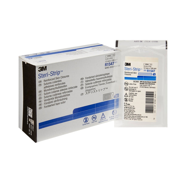 Skin Closure Strip Steri Strip 1/2 X 4 Inch Nonwoven Material Reinforced Strip White