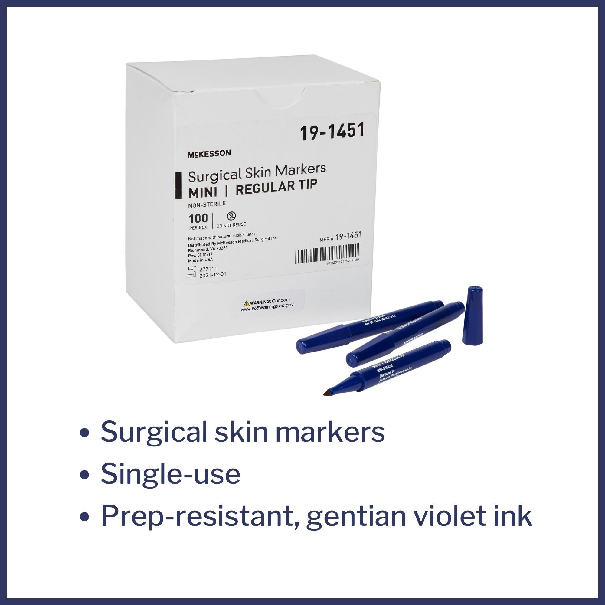 skin marker mckesson prep resistant gentian violet ink nonsterile mini regular tip packaging type box