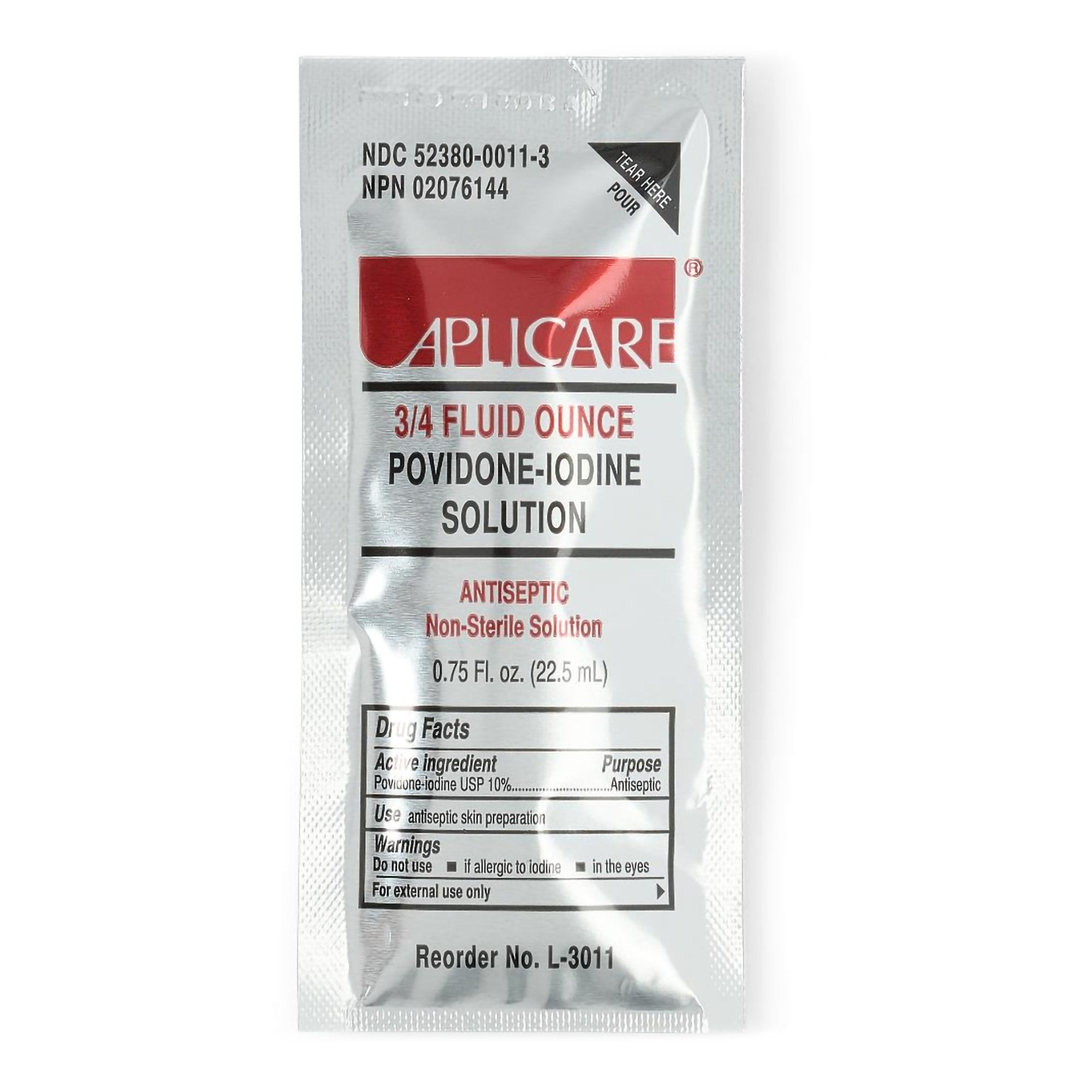 Skin Prep Solution Aplicare 3/4 oz. Individual Packet 10% Strength Povidone Iodine NonSterile