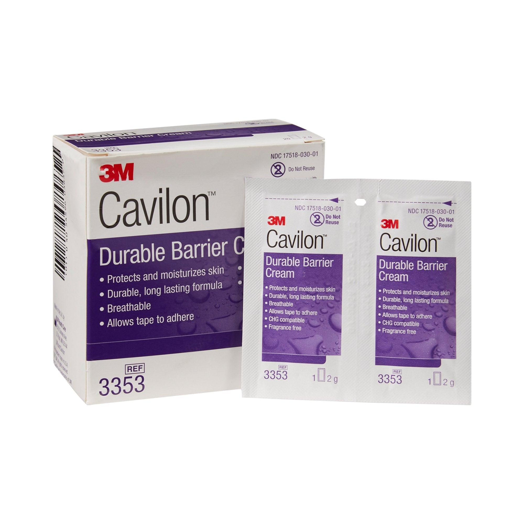 Skin Protectant 3M Cavilon 2 Gram Individual Packet Unscented Cream CHG Compatible