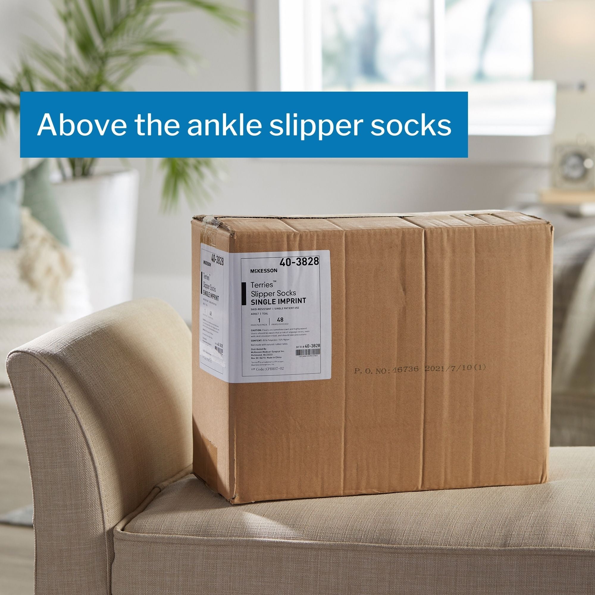 slipper socks mckesson terries unisex adult large single tread single patient use teal packaging type case