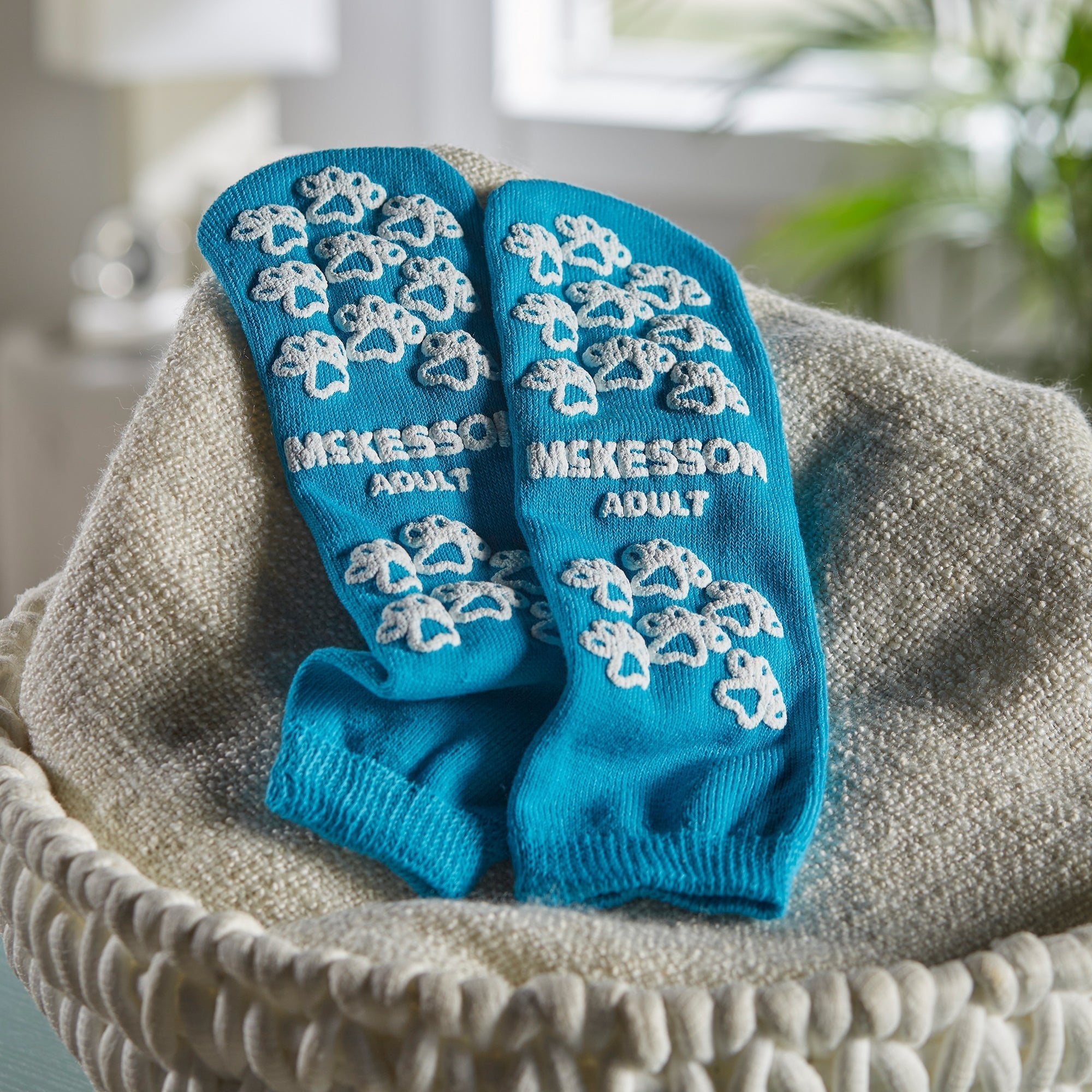 slipper socks mckesson terries unisex adult large single tread single patient use teal packaging type case