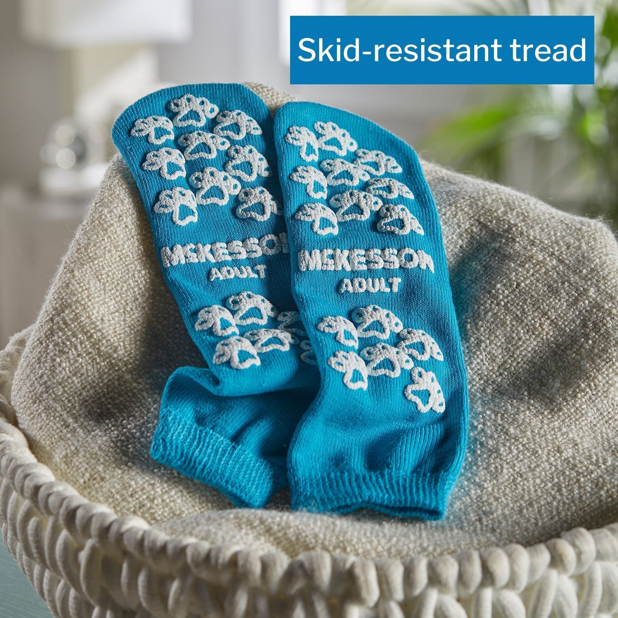 slipper socks mckesson terries unisex adult large single tread single patient use teal packaging type case