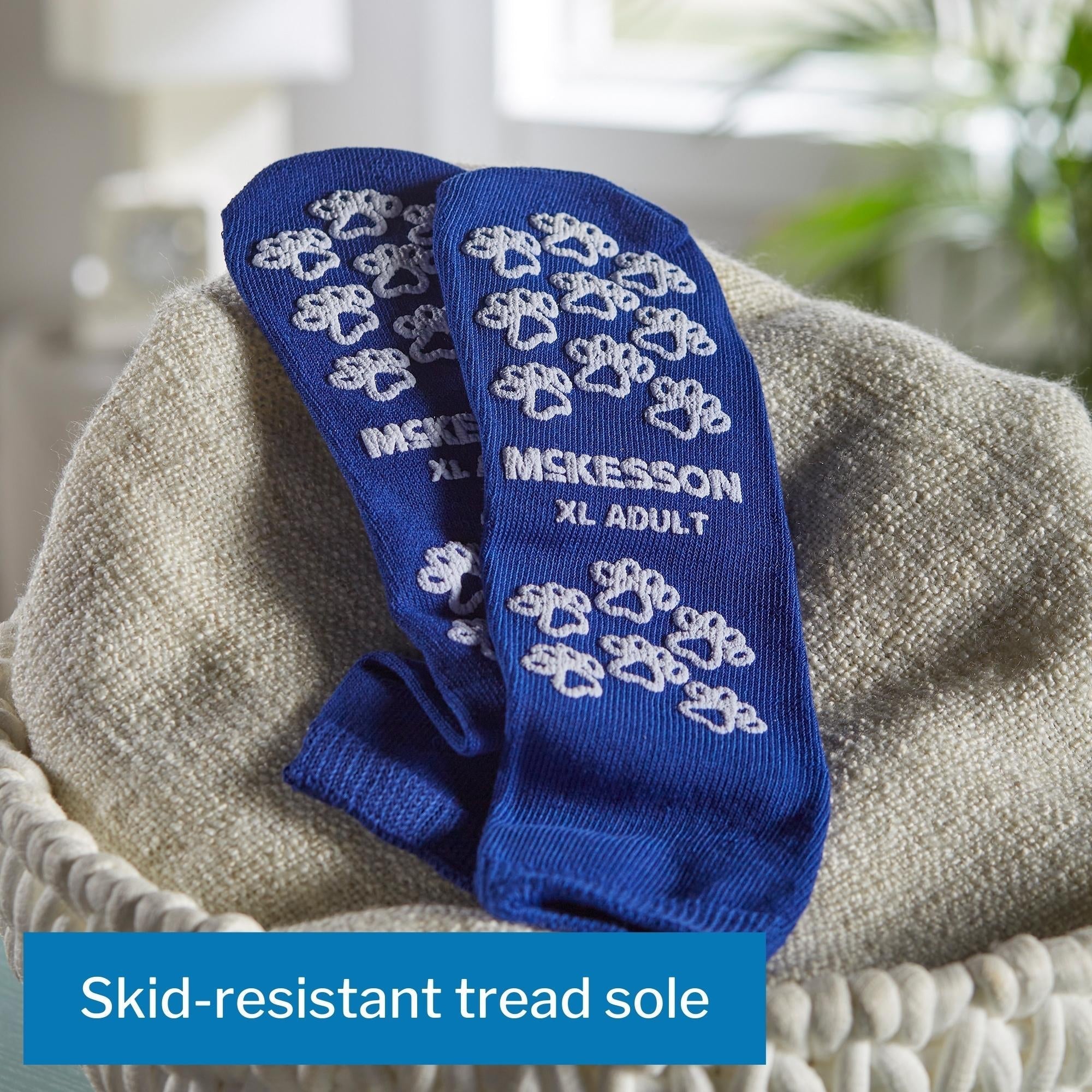 slipper socks mckesson terries unisex adult x large double tread single patient use royal blue packaging type case