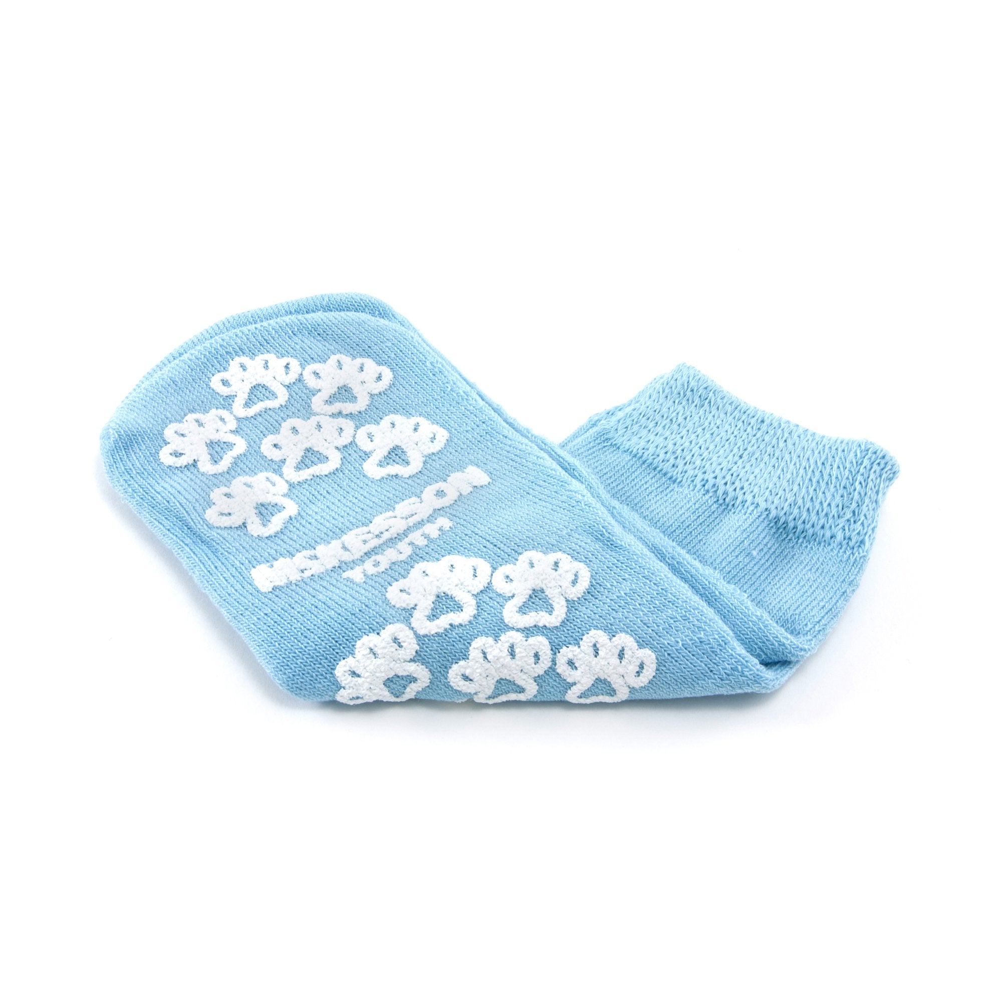 Slipper Socks McKesson Terries Unisex Child Double Tread Single Patient Use Light Blue