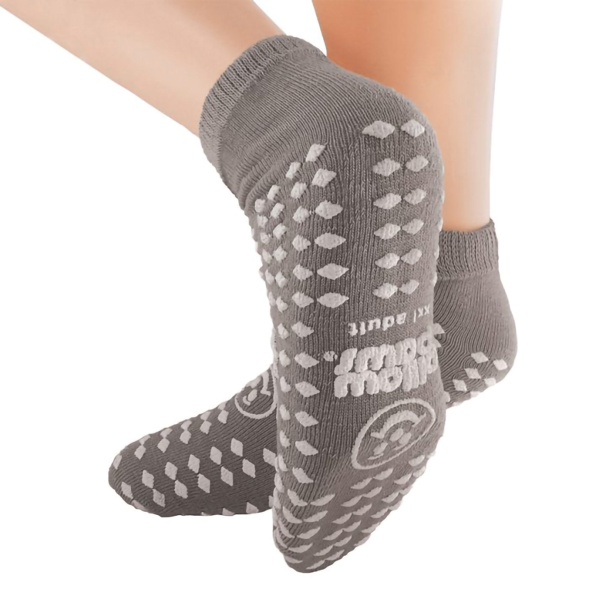 Slipper Socks Pillow Paws 360° Imprint Unisex Adult 2X Large All Around Tread Single Patient Use Gray