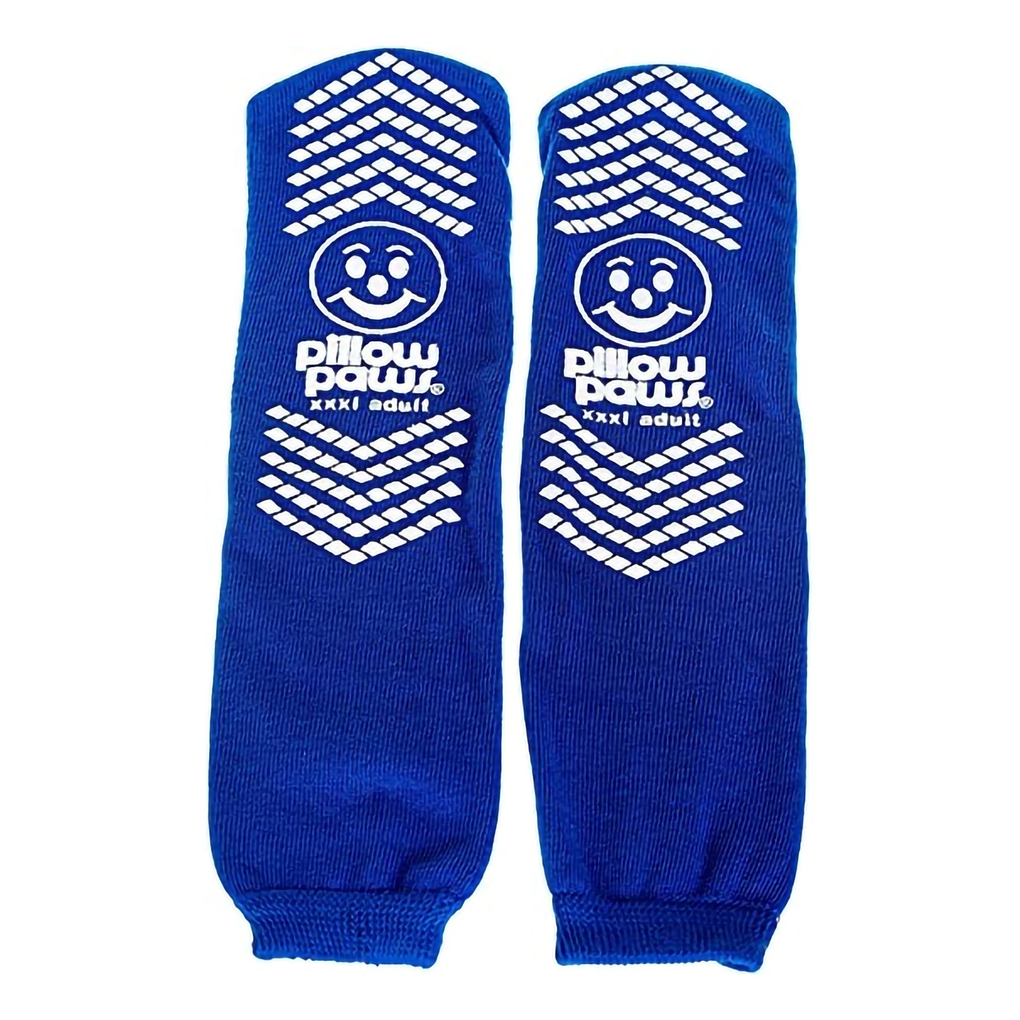 Slipper Socks Pillow Paws 360° Imprint Unisex Adult 3X Large / X Wide All Around Tread Single Patient Use Royal Blue