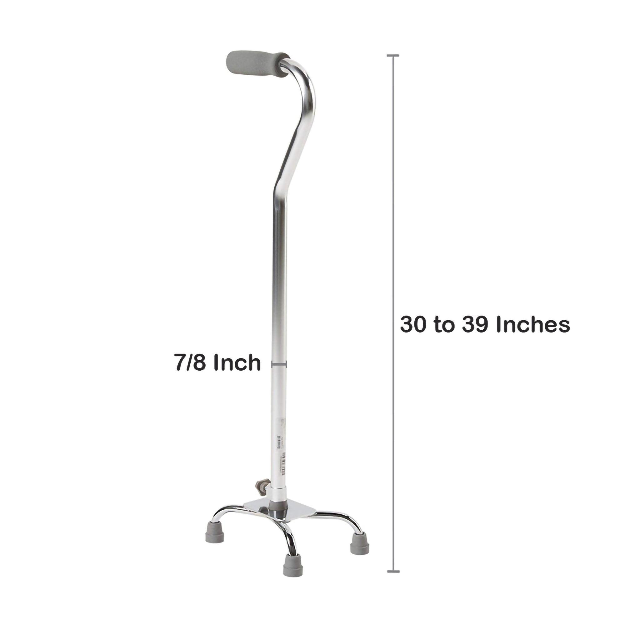 small base quad cane mckesson steel 30 to 39 inch height chrome packaging type each