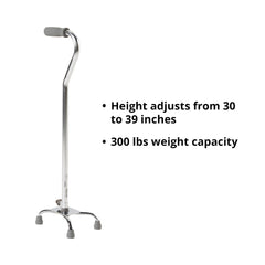 small base quad cane mckesson steel 30 to 39 inch height chrome packaging type each