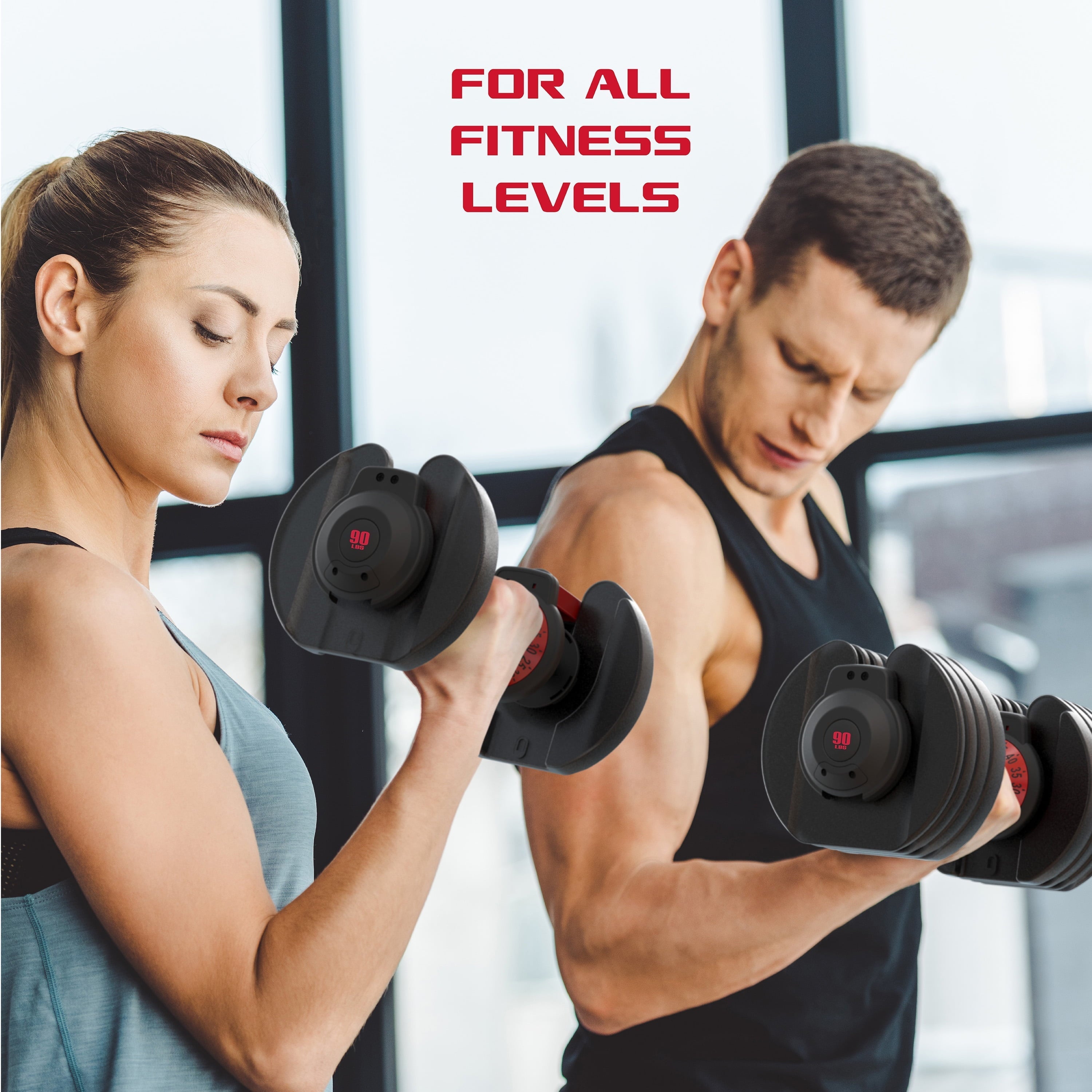 Smartbell XL, Quick Select Adjustable Dumbbell, 10 90 Lbs. Weight, Black, Single