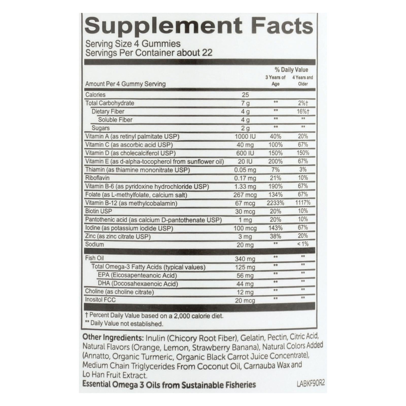 smartypants gummy vitamin multi kid fiber 90 count