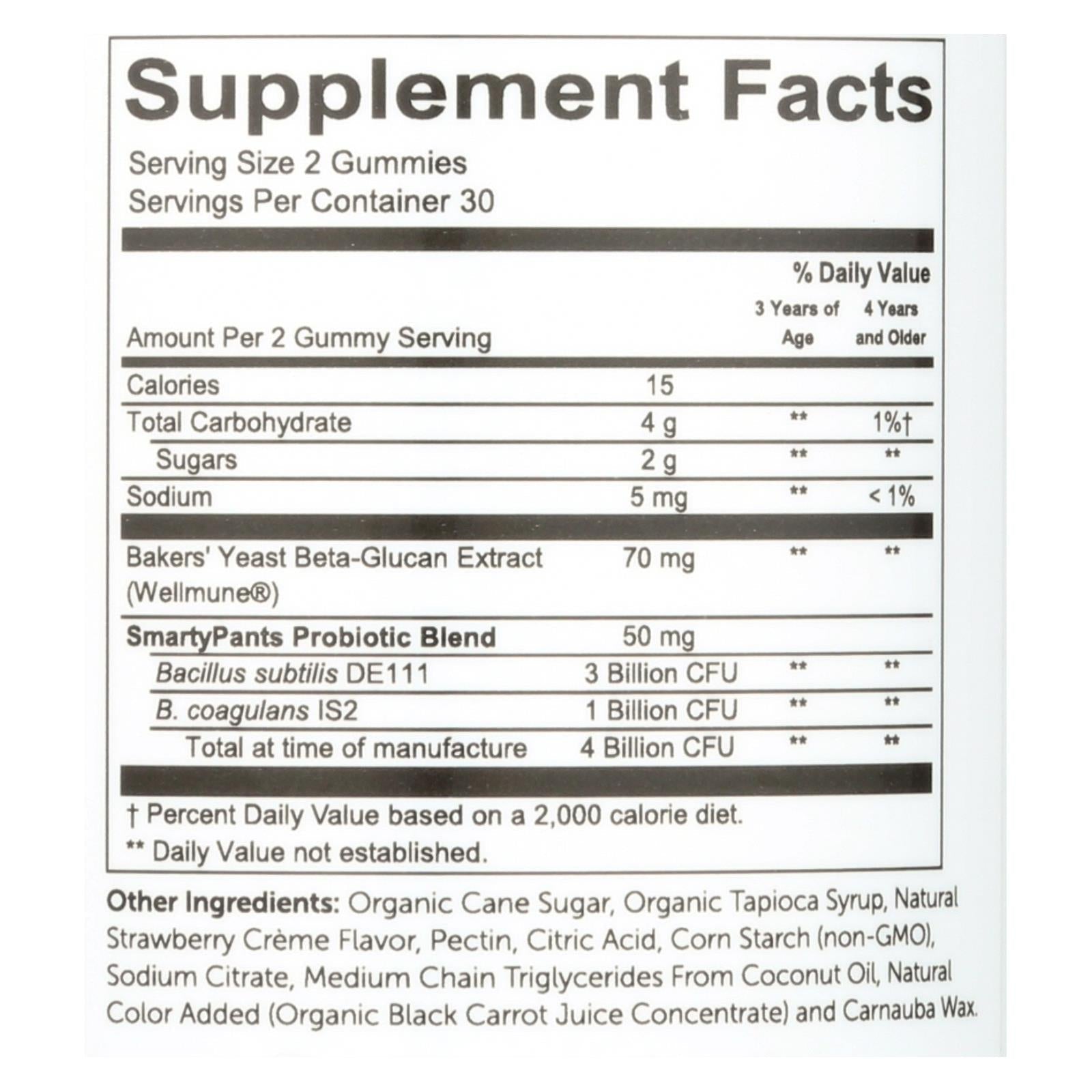 smartypants kids probiotic straw creme 60 count