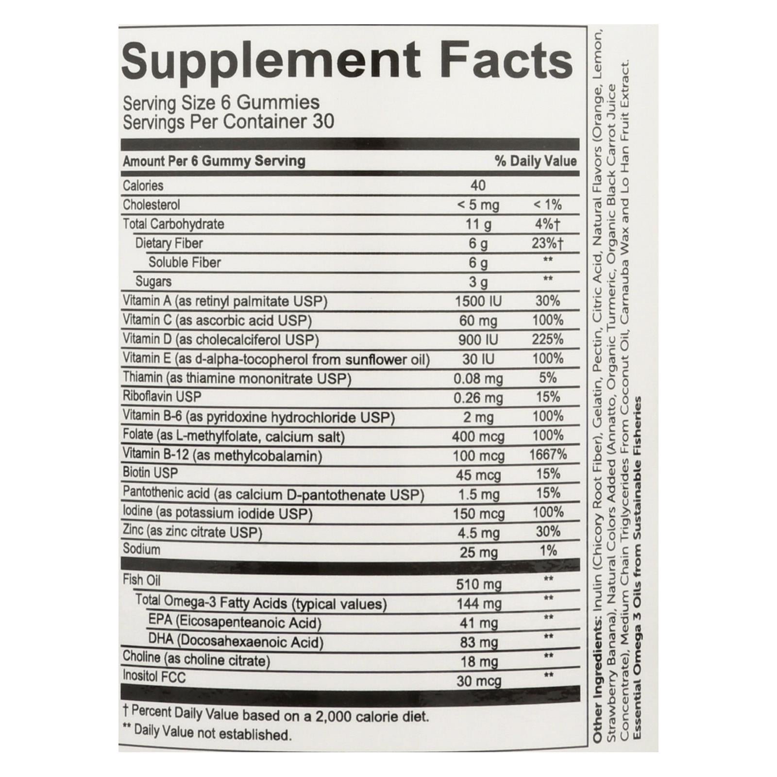 smartypants multivitamin plus omega 3 with vitamin d 180 ct