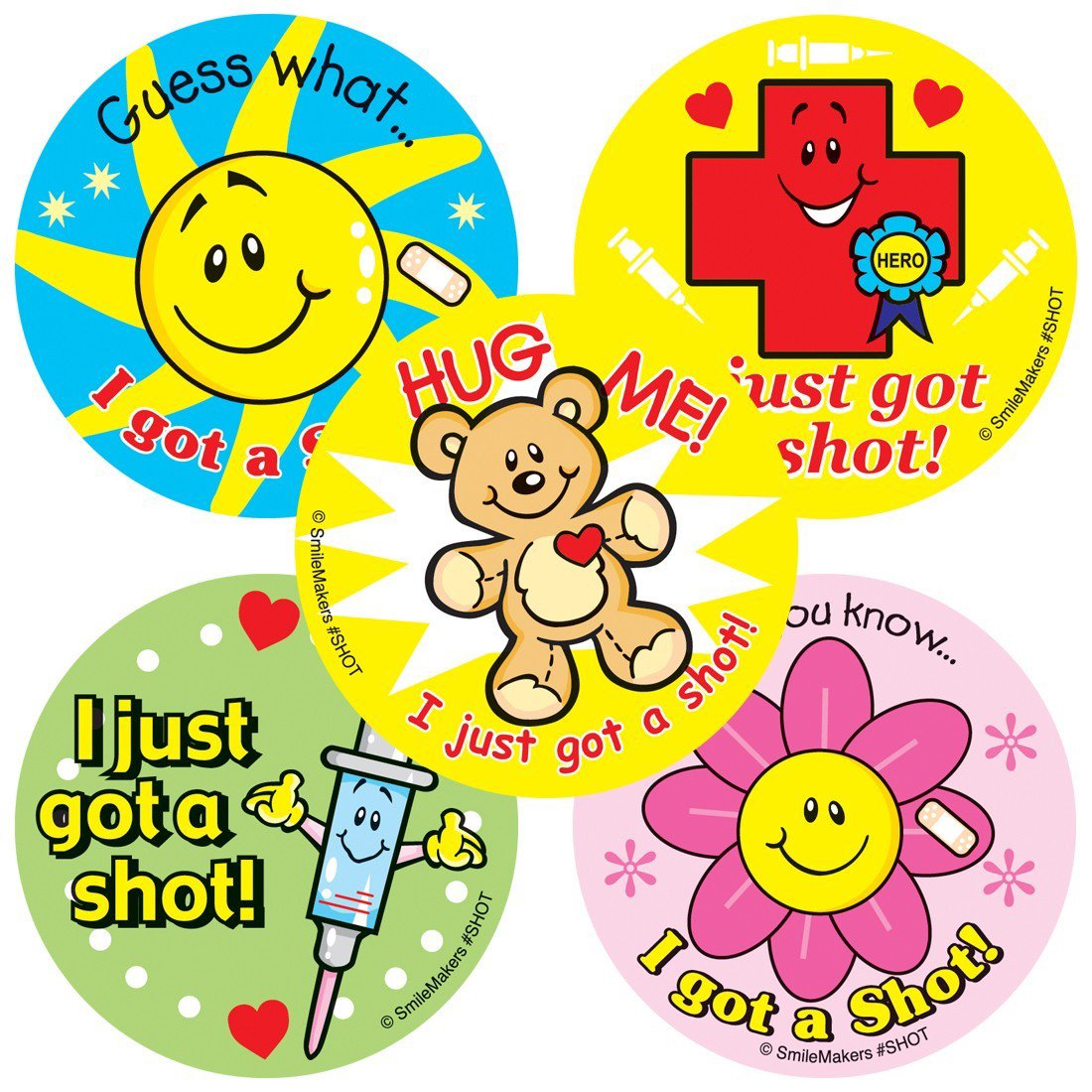 SmileMakers 100 per Roll Allergy Shot Sticker 2 1/2 Inch