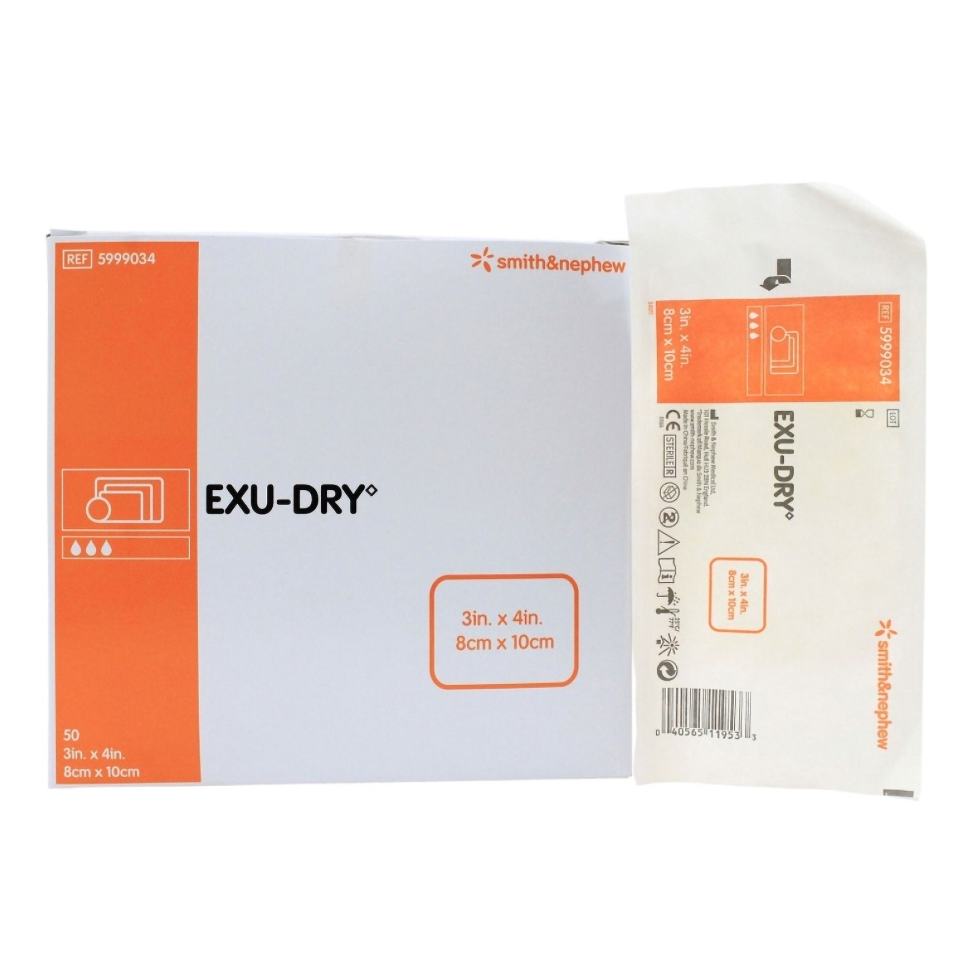 Super Absorbent Dressing EXU DRY Anti Shear 3 X 4 Inch Rectangle