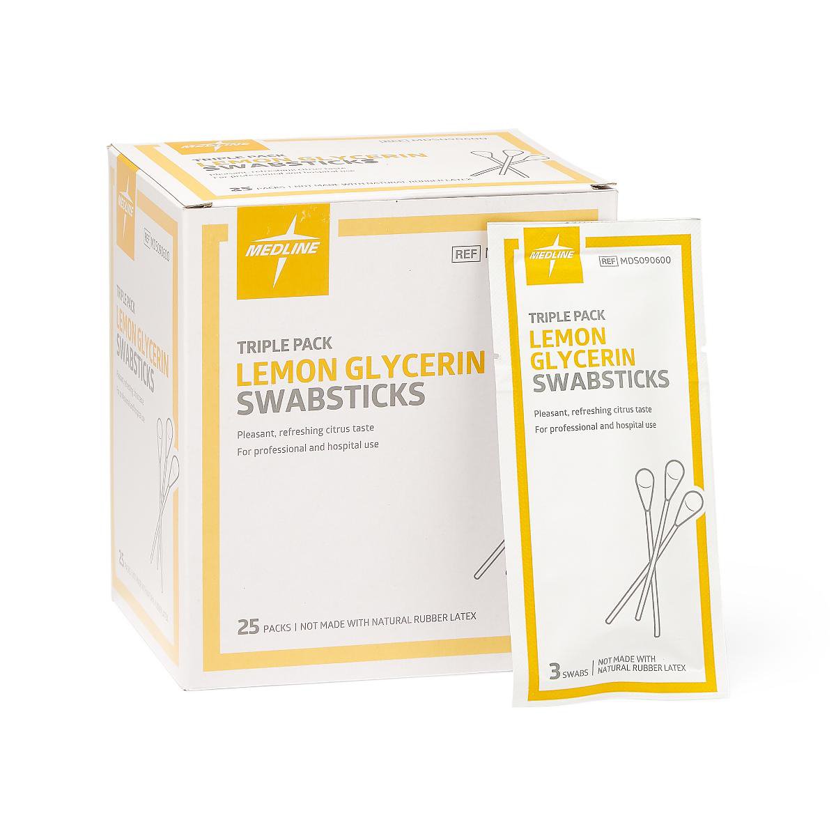 Lemon Glycerin Swabstick Medline Rayon Tip 3 per Pack, Packaging Type- Box