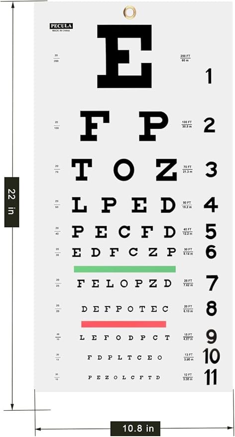 snellen eye chart 22 l x 11 w