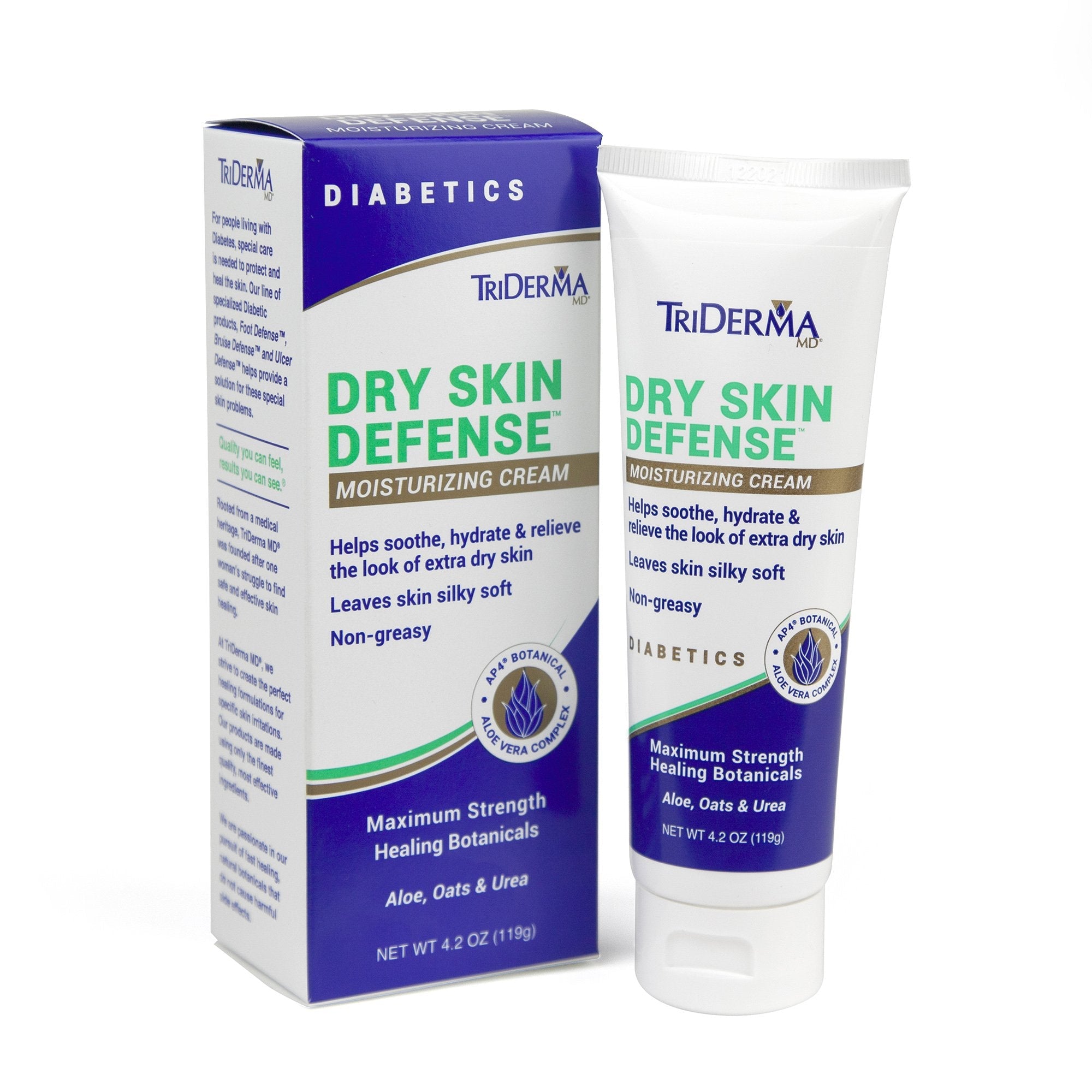 Hand and Body Moisturizer TriDerma MD Diabetic Dry Skin Defense 4.2 oz. Tube Unscented Cream