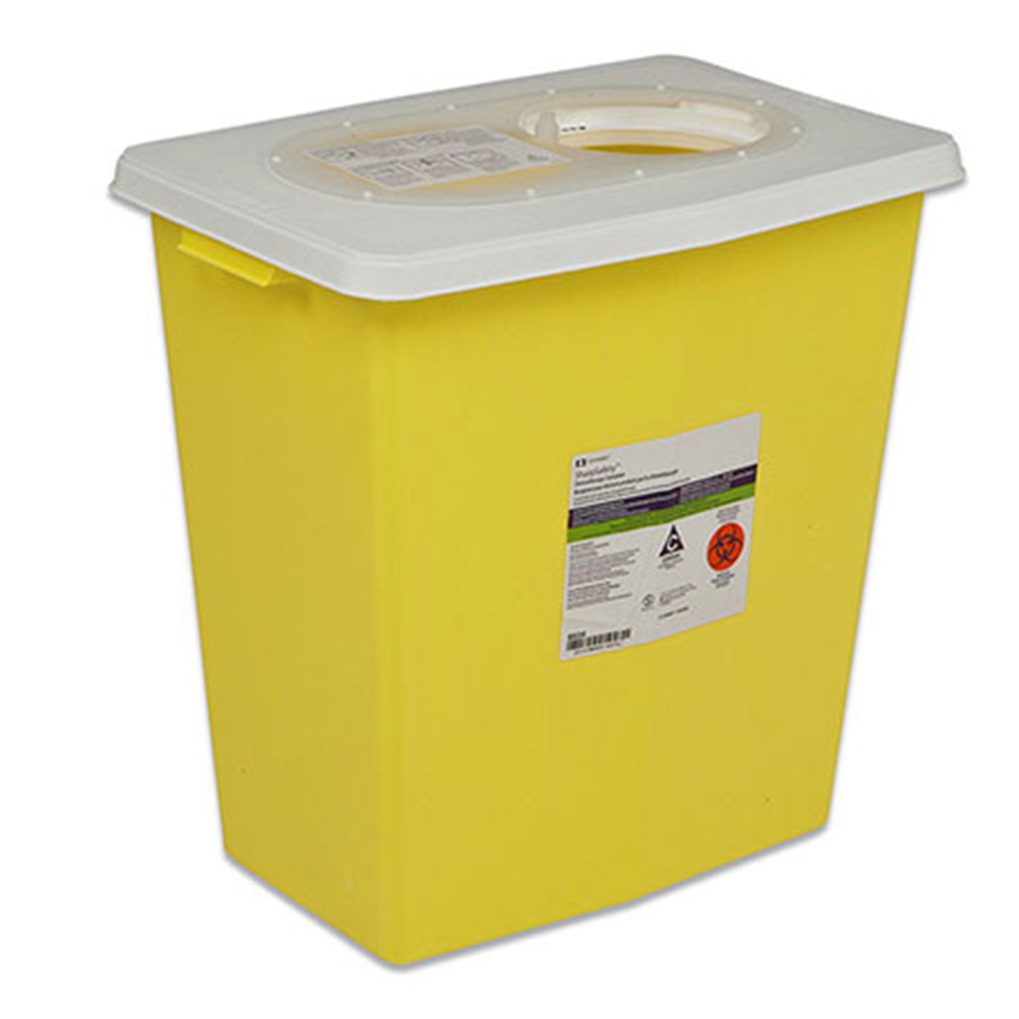 Chemotherapy Waste Container SharpSafety Yellow Base 26 H X 12-3/4 D X 18-1/4 W Inch Vertical Entry 18 Gallon