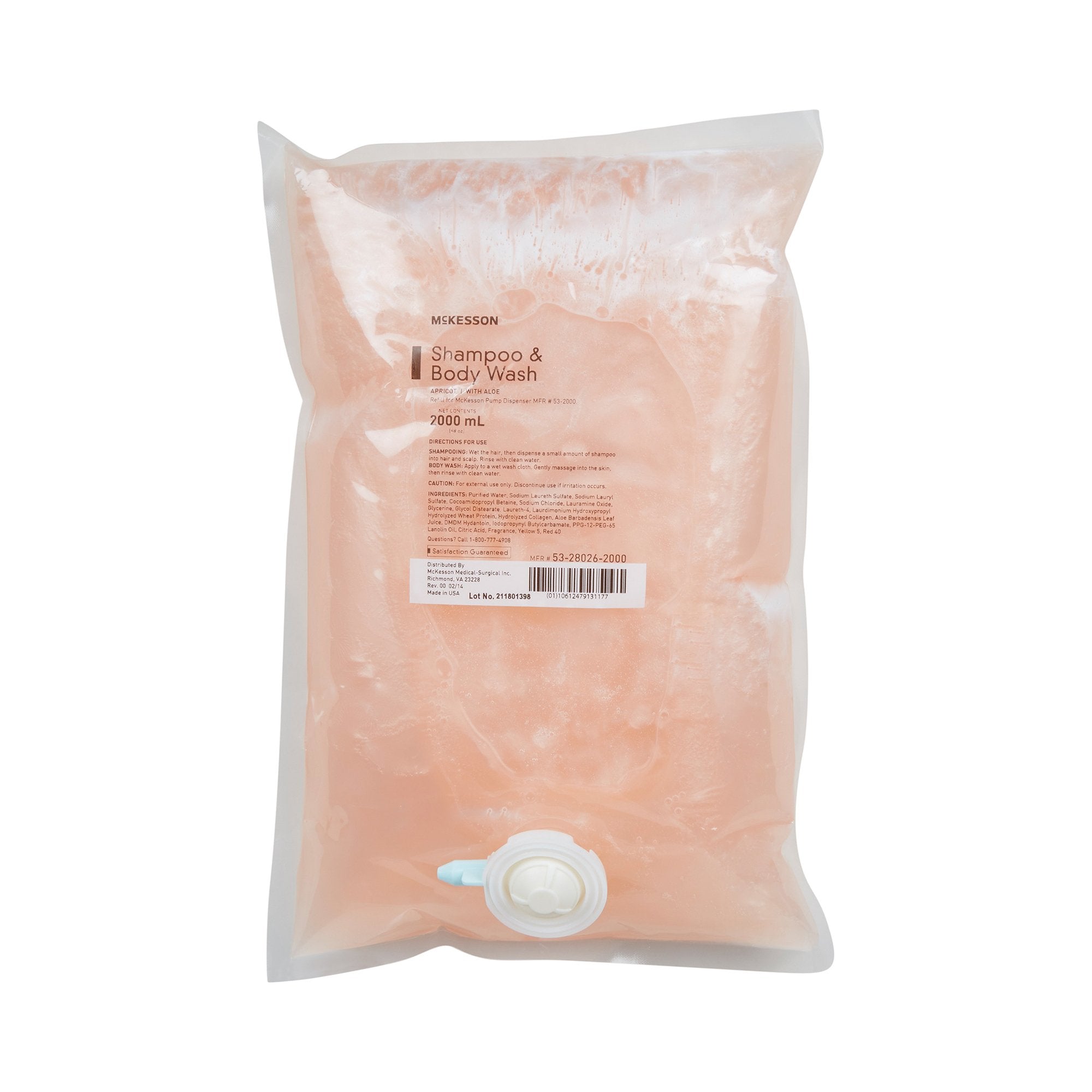 Shampoo and Body Wash McKesson 2,000 mL Dispenser Refill Bag Apricot Scent, Packaging Type- Each