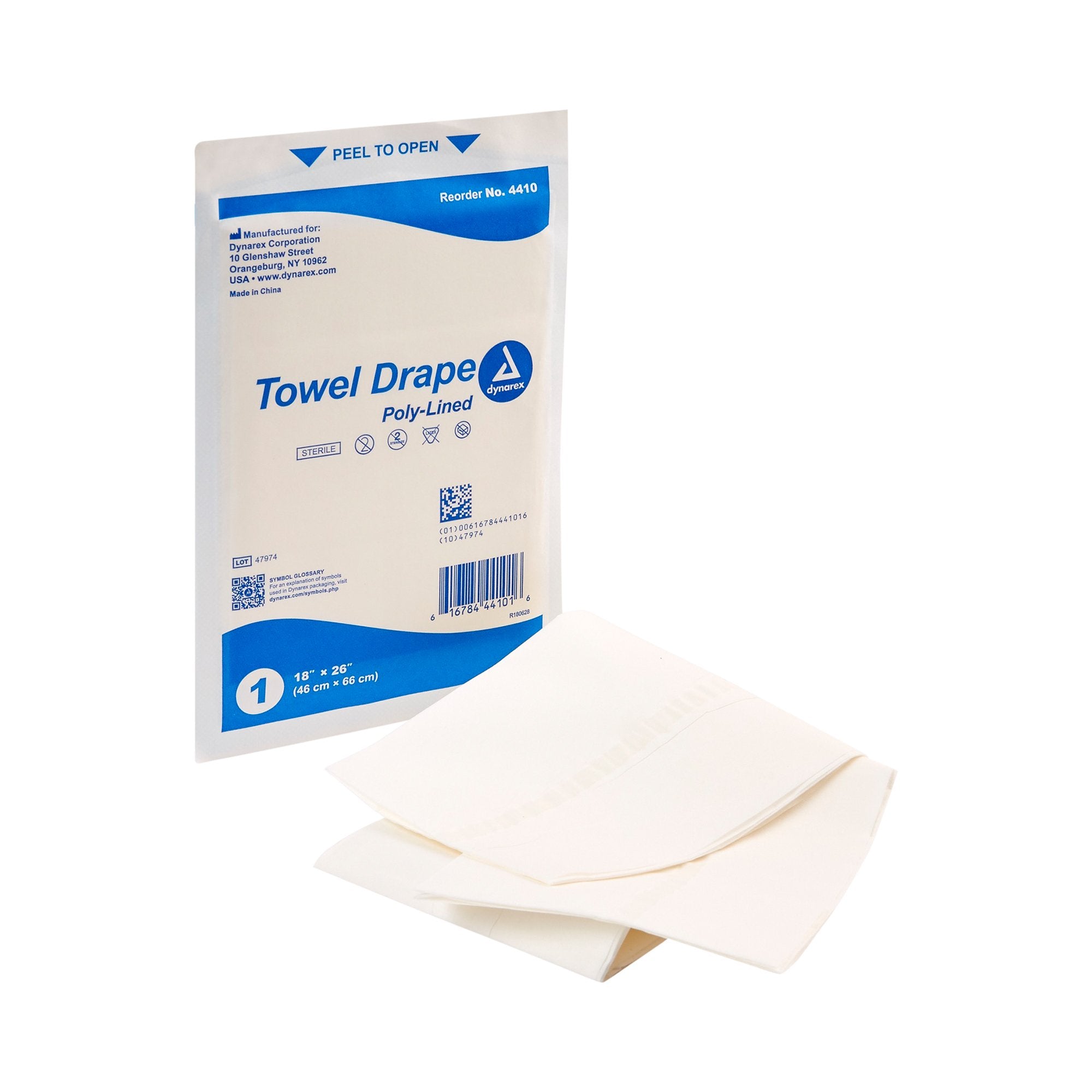 General Purpose Drape dynarex Poly Lined Towel Drape 18 W X 26 L Inch Sterile, Packaging Type- Case