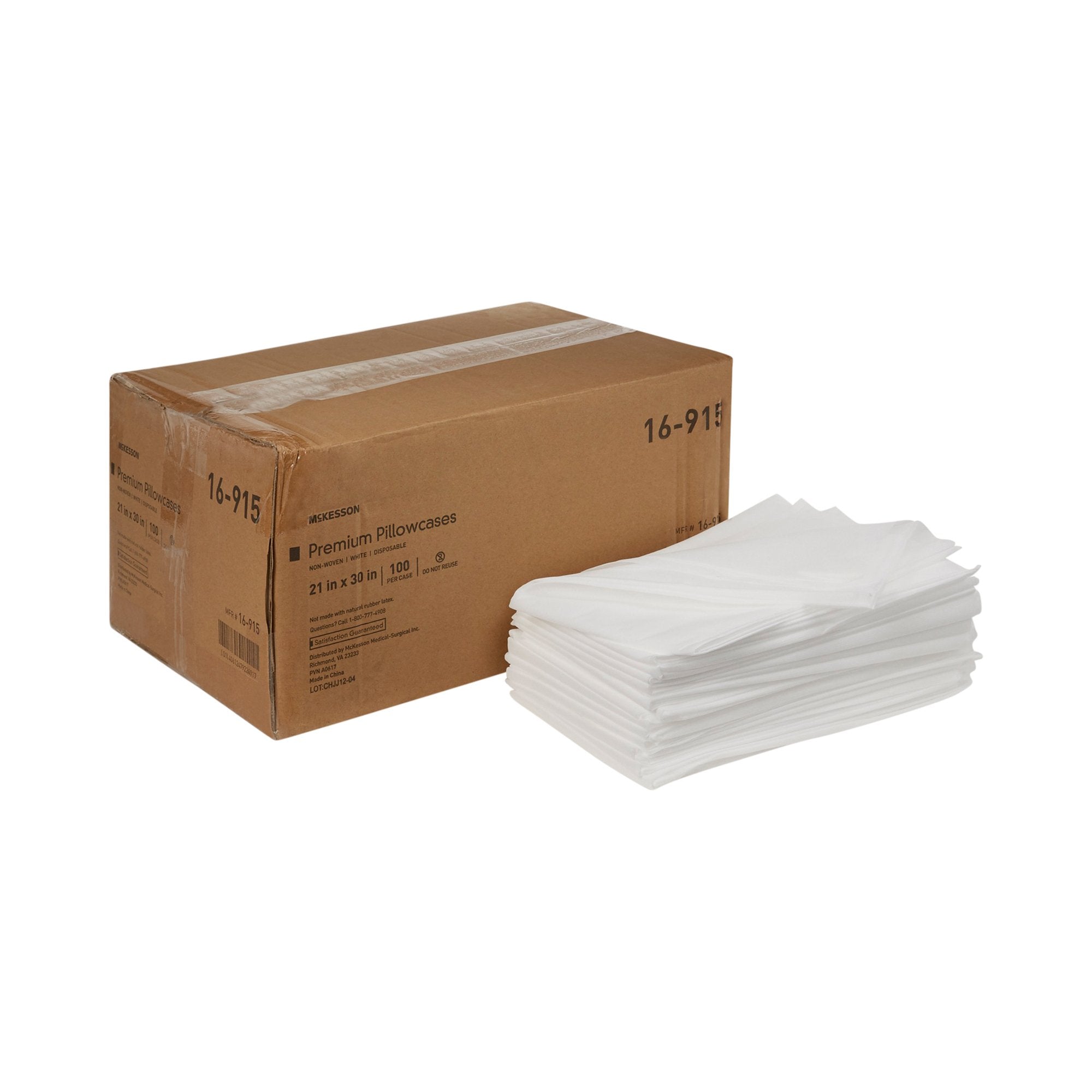 Pillowcase McKesson Standard White Disposable, Packaging Type- Each