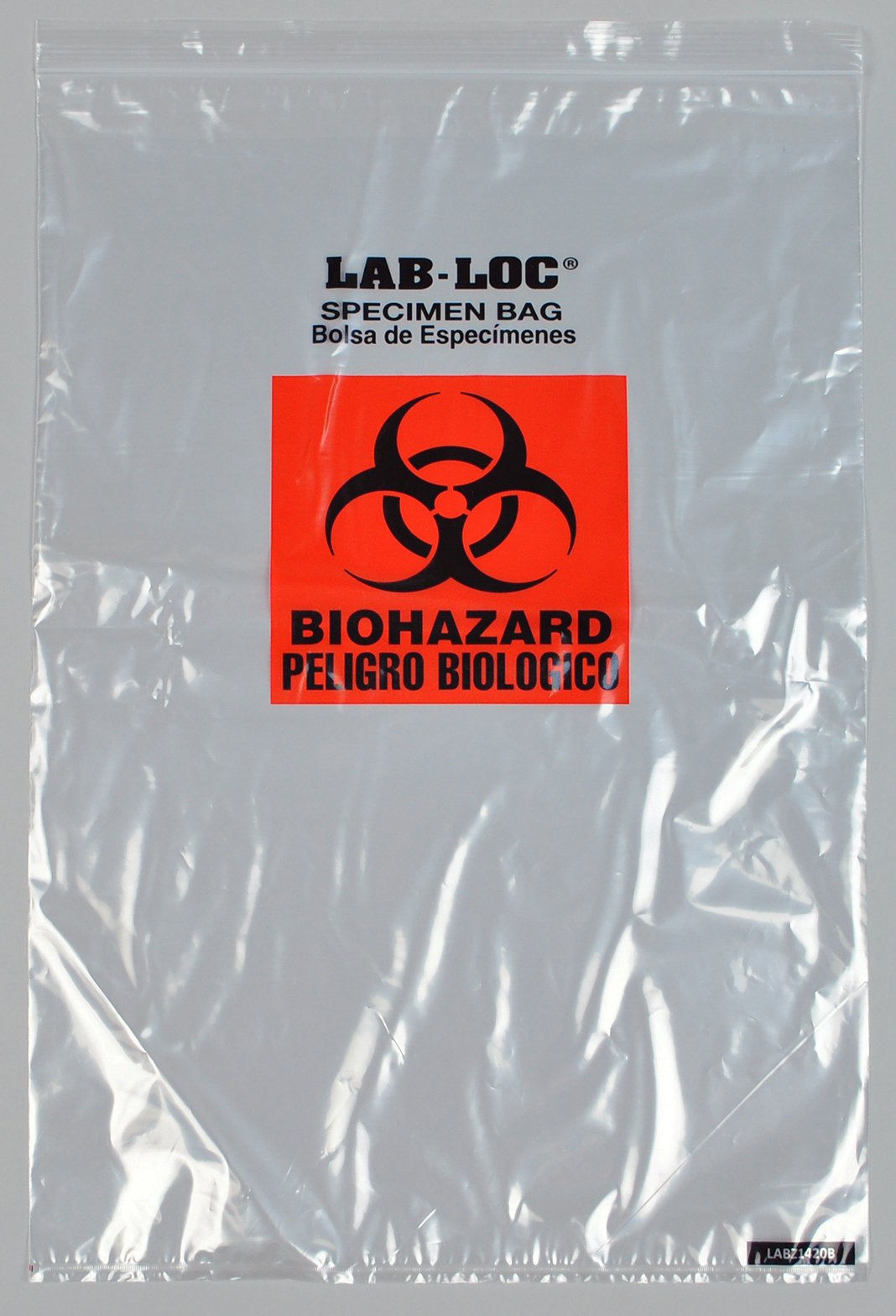Specimen Transport Bag with Document Pouch Lab Loc 14 X 20 Inch Zip Closure Biohazard Symbol NonSterile