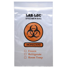 Specimen Transport Bag with Document Pouch Lab Loc 6 X 9 Inch Zip Closure Biohazard Symbol / Storage Instructions NonSterile