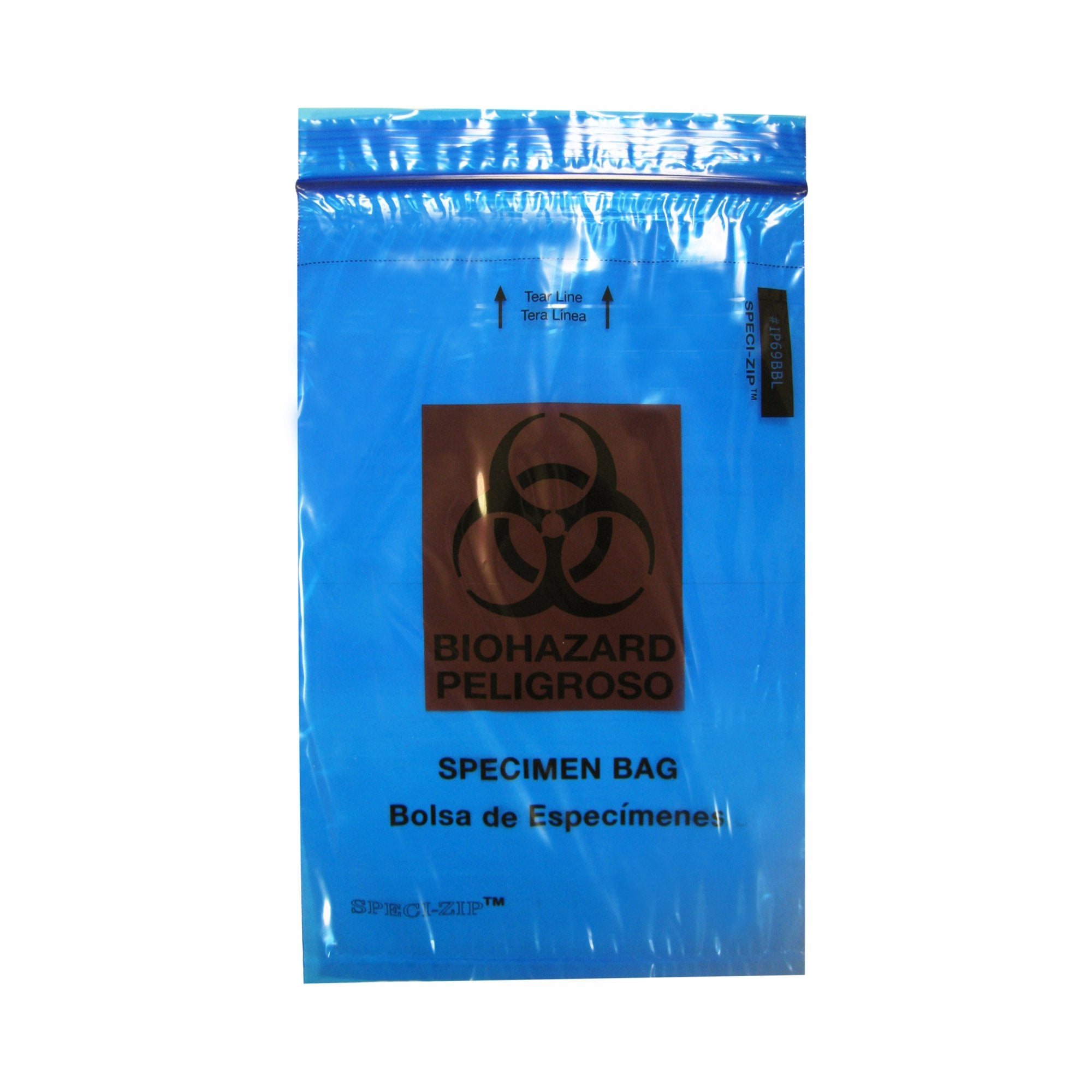 Specimen Transport Bag with Document Pouch Speci Zip 6 X 9 Inch Zip Closure Biohazard Symbol NonSterile