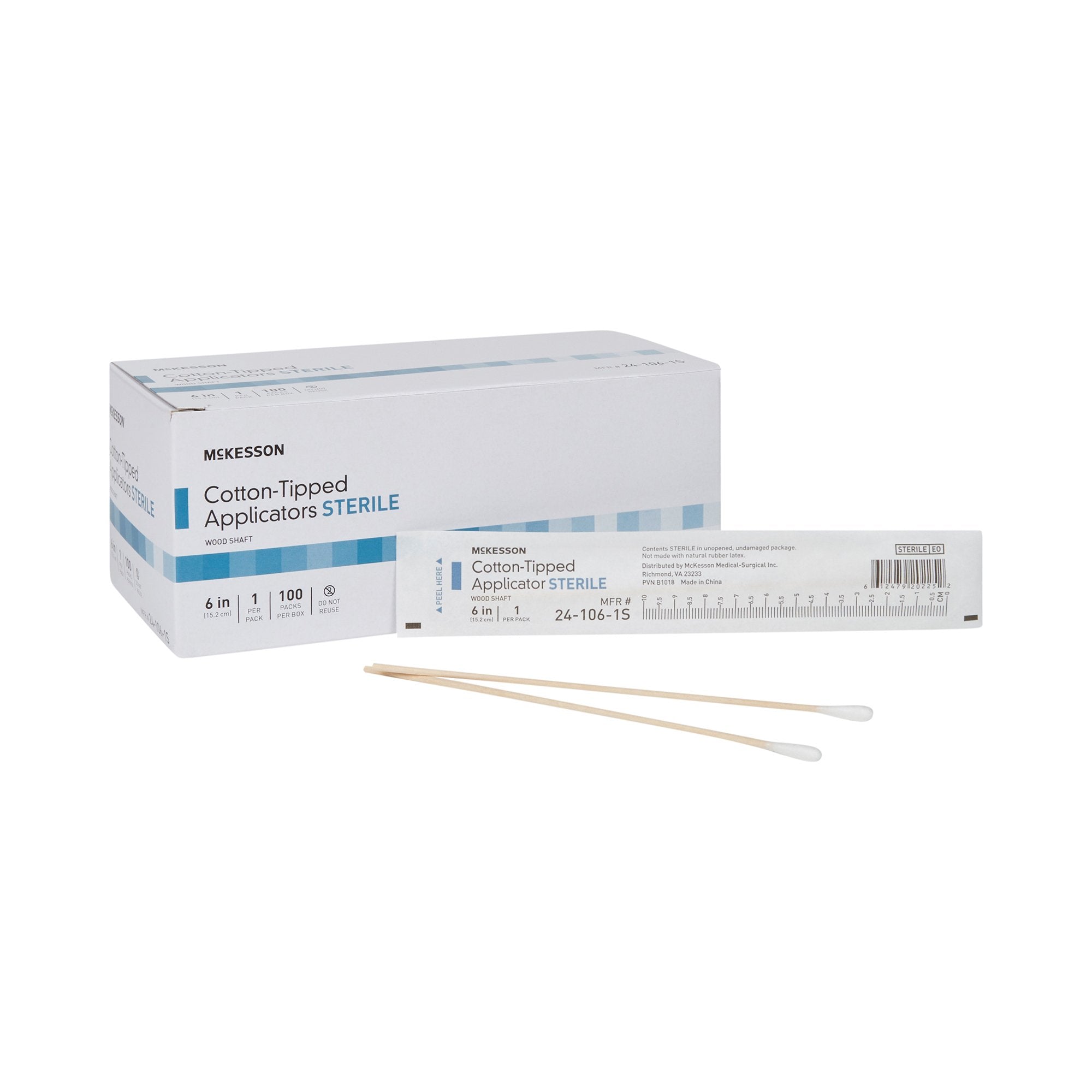 Swabstick McKesson Cotton Tip Wood Shaft 6 Inch Sterile 1 per Pack