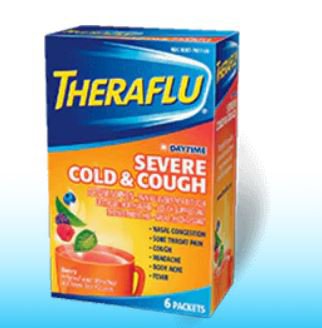 Cold and Cough Relief Theraflu 650 mg - 20 mg - 10 mg Strength Powder 6 per Box, Packaging Type- Box