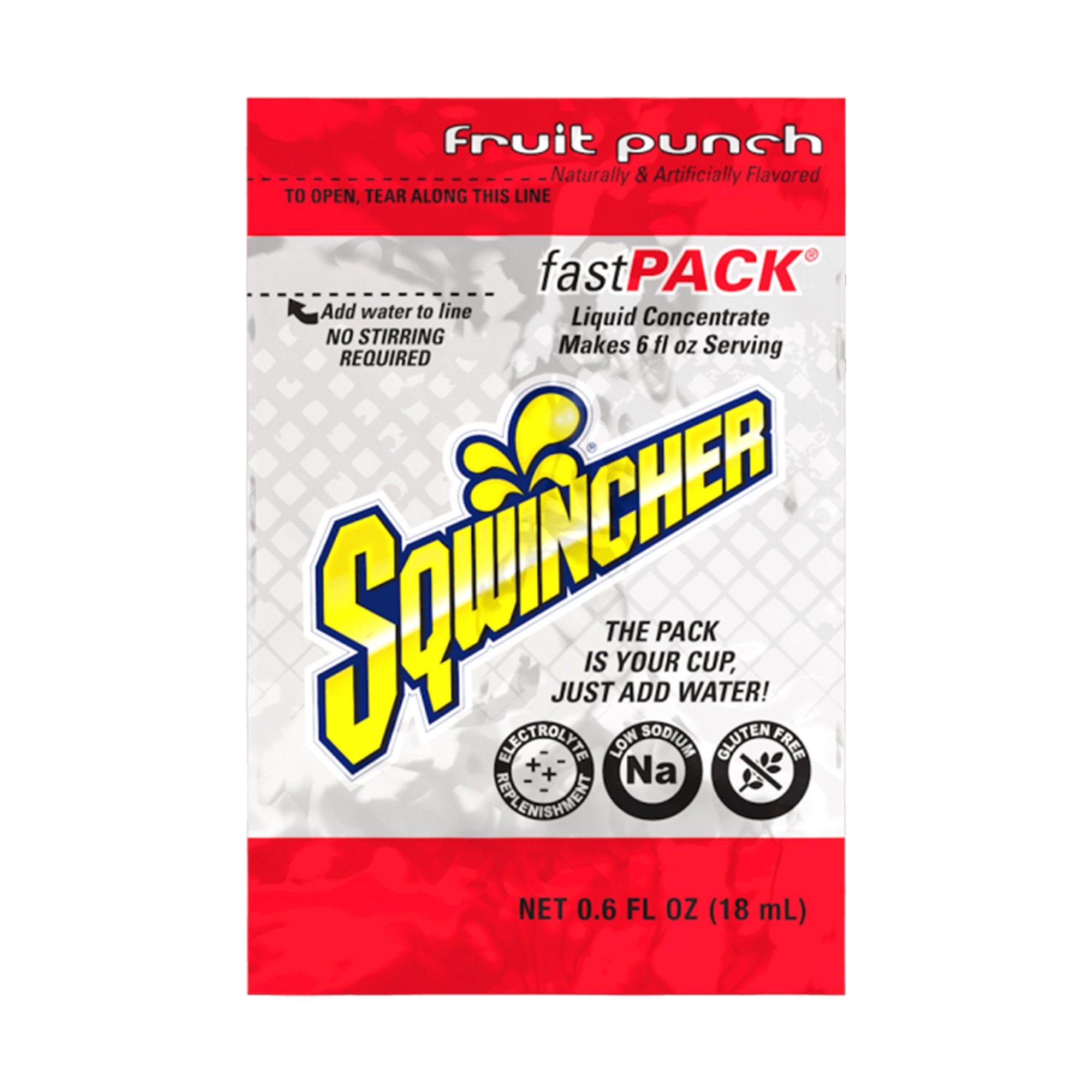 Oral Electrolyte Solution Sqwincher Fast Pack Fruit Punch Flavor 0.6 oz. Electrolyte
