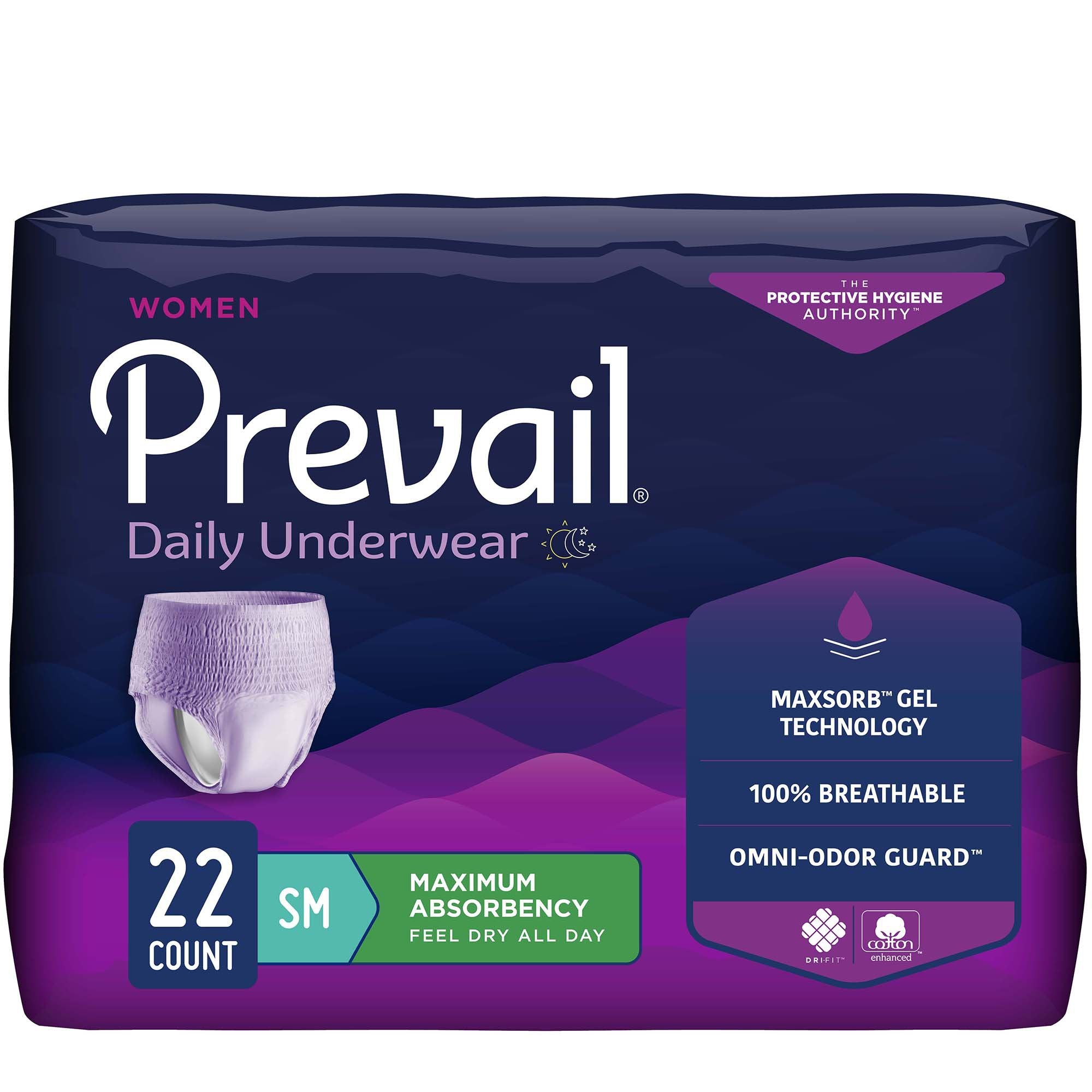 Female Adult Absorbent Underwear Prevail Daily Underwear Pull On with Tear Away Seams Small Disposable Heavy Absorbency, Packaging Type- Case