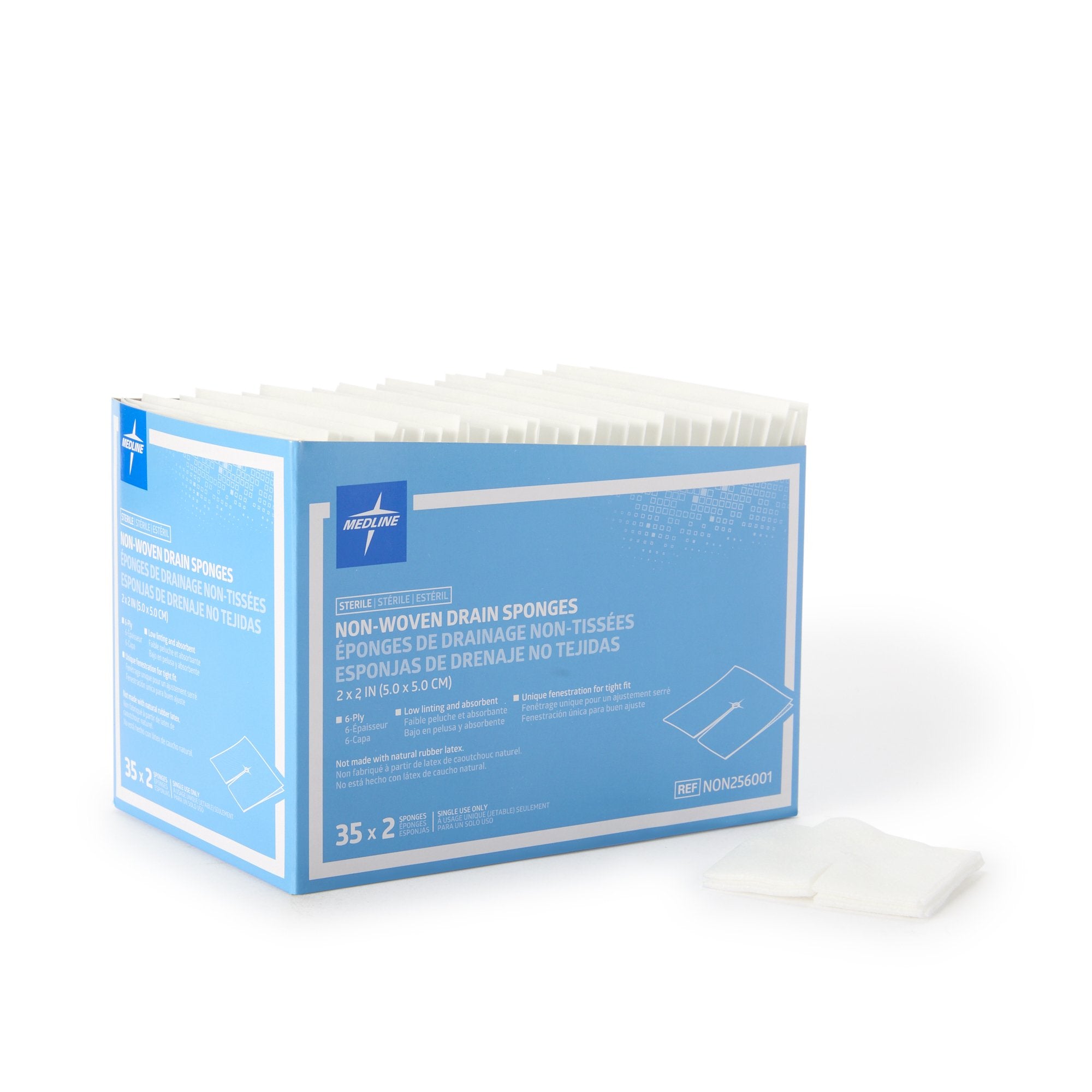 I.V. Sponge Medline 2 X 2 Inch 6-Ply Sterile 2 per Pack, Packaging Type- Box