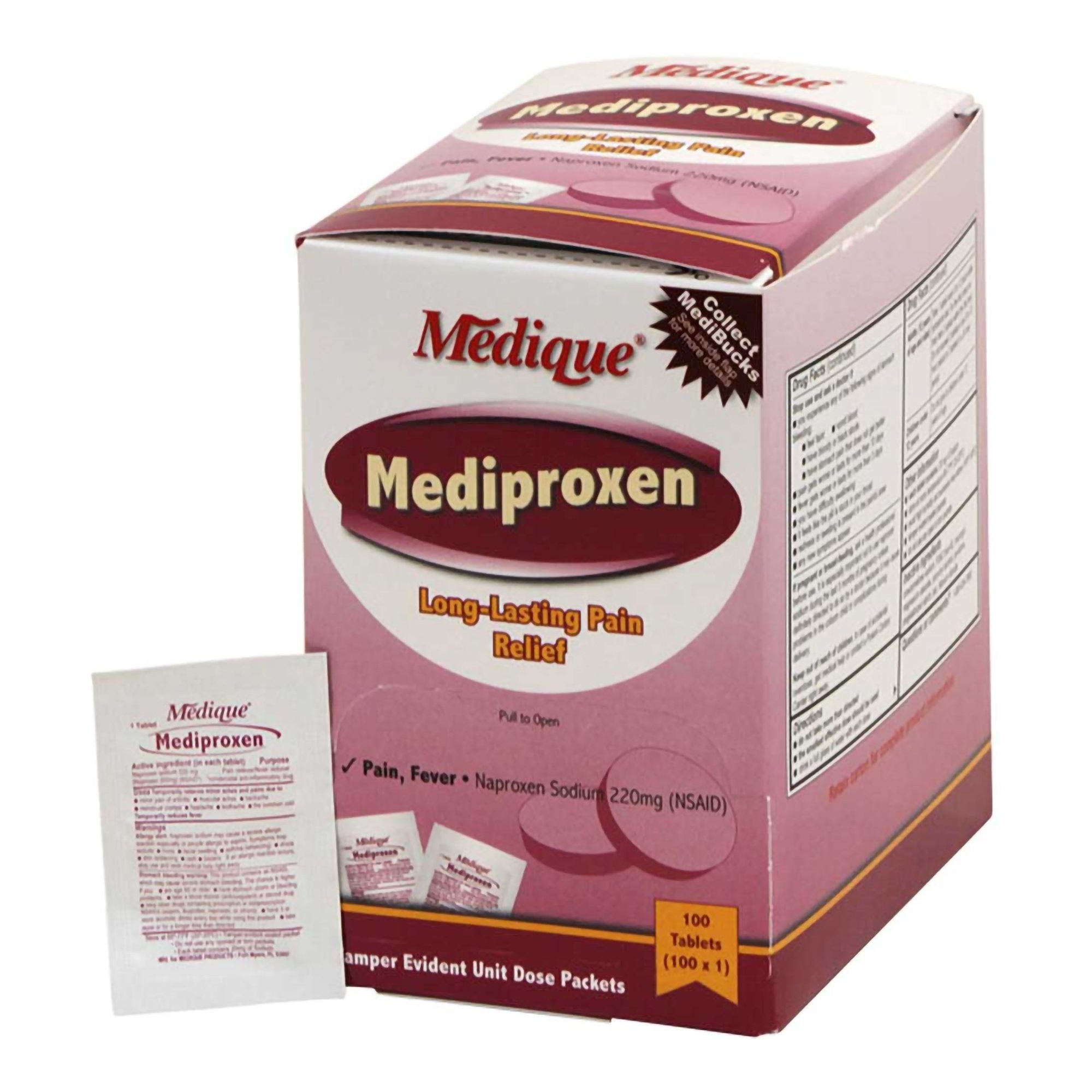 Pain Relief Mediproxen 220 mg Strength Naproxen Sodium Tablet 100 per Box, Packaging Type- Box