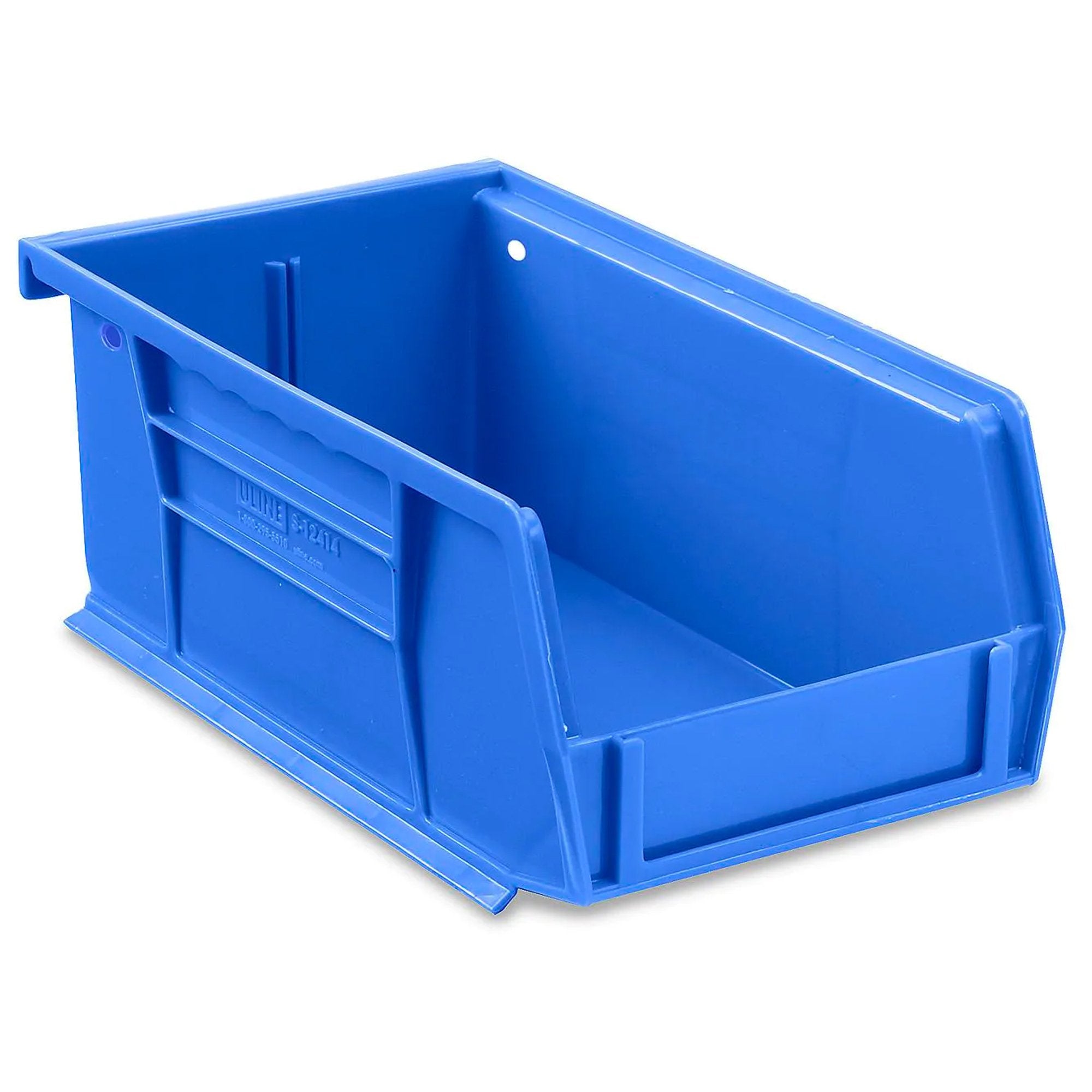 Stackable Storage Bin Uline Blue Plastic 3 X 4 X 7 1/2 Inch