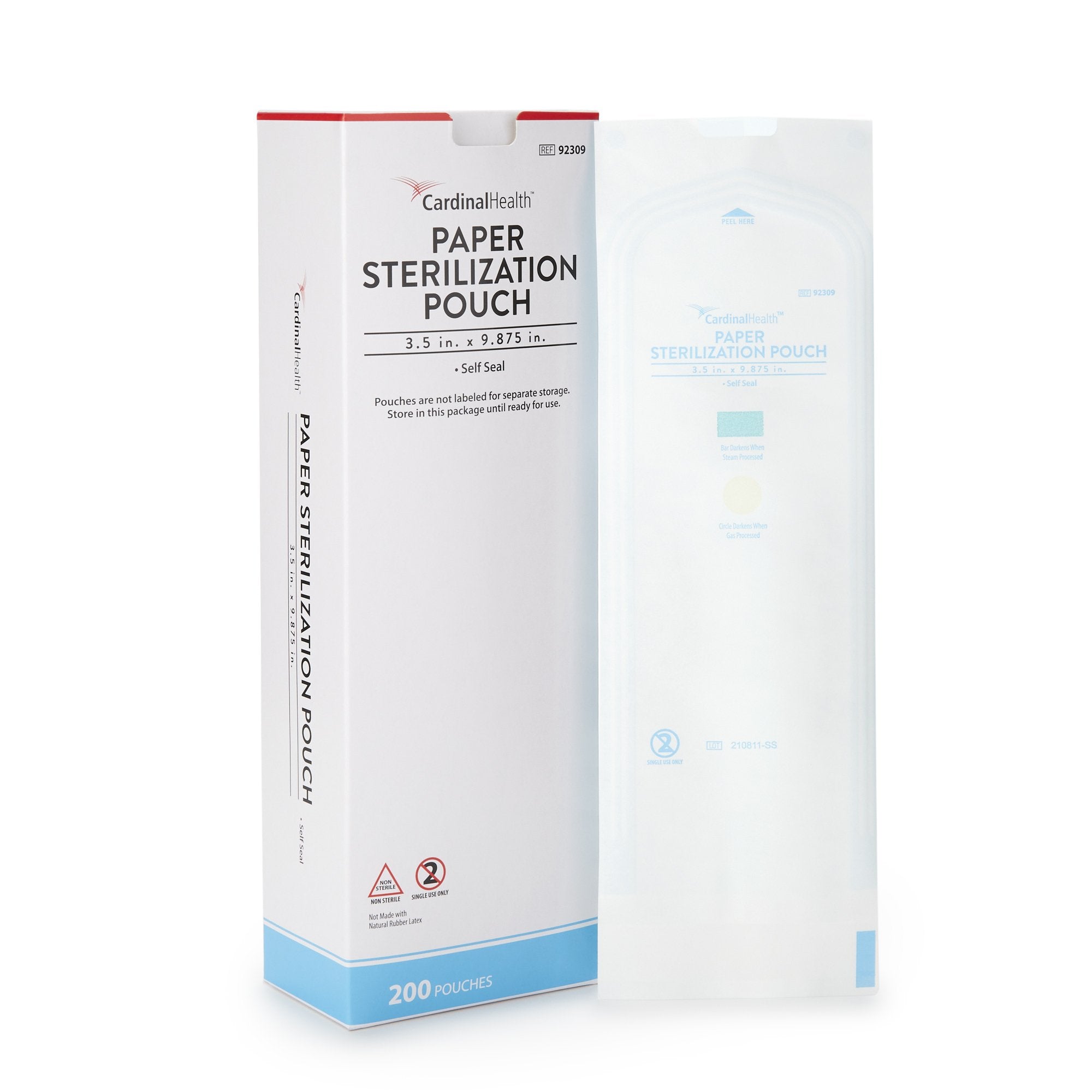 Sterilization Pouch Cardinal Health Ethylene Oxide (EO) Gas / Steam 3 1/2 X 9 Inch Transparent / White Self Seal Paper / Film