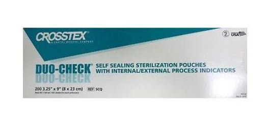 Sterilization Pouch Duo Check Ethylene Oxide (EO) Gas / Steam 3 1/4 X 9 Inch Transparent Blue / White Self Seal Paper / Film