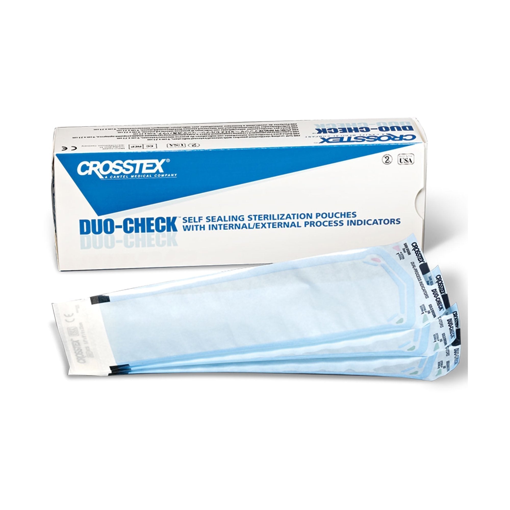 Sterilization Pouch Duo Check Ethylene Oxide (EO) Gas / Steam 5 1/4 X 10 Inch Transparent / Blue Self Seal Paper / Film