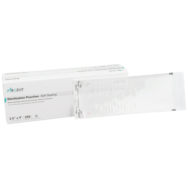 Sterilization Pouch McKesson Argent Sure Check Ethylene Oxide (EO) Gas / Steam 3 1/2 X 9 Inch Transparent / Blue Self Seal Paper / Film