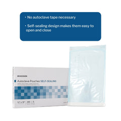 sterilization pouch mckesson ethylene oxide eo gas steam 12 x 18 inch transparent blue white self seal paper film packaging type box